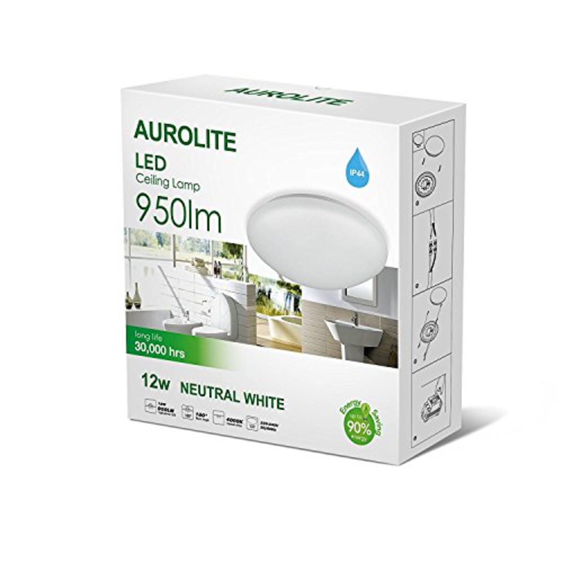 AUROLITE LED Semi Flush Ceiling Light, 24W 950Lm, Natural White - RRP £49.99