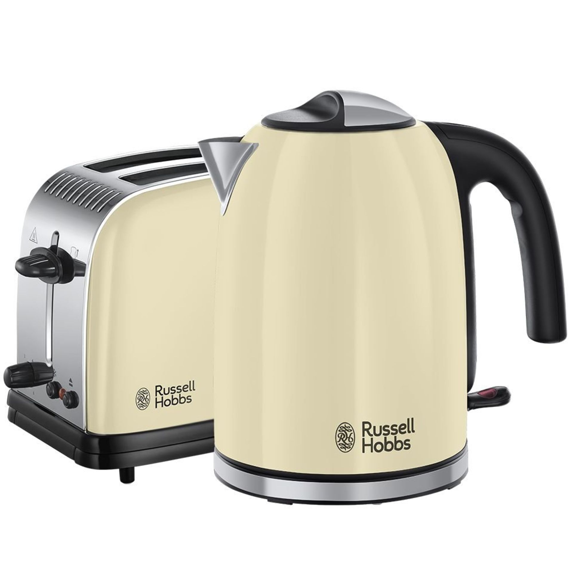 Grade A Russell Hobbs Colour Plus Cream Kettle and 2 Slice Toaster - RRP £55