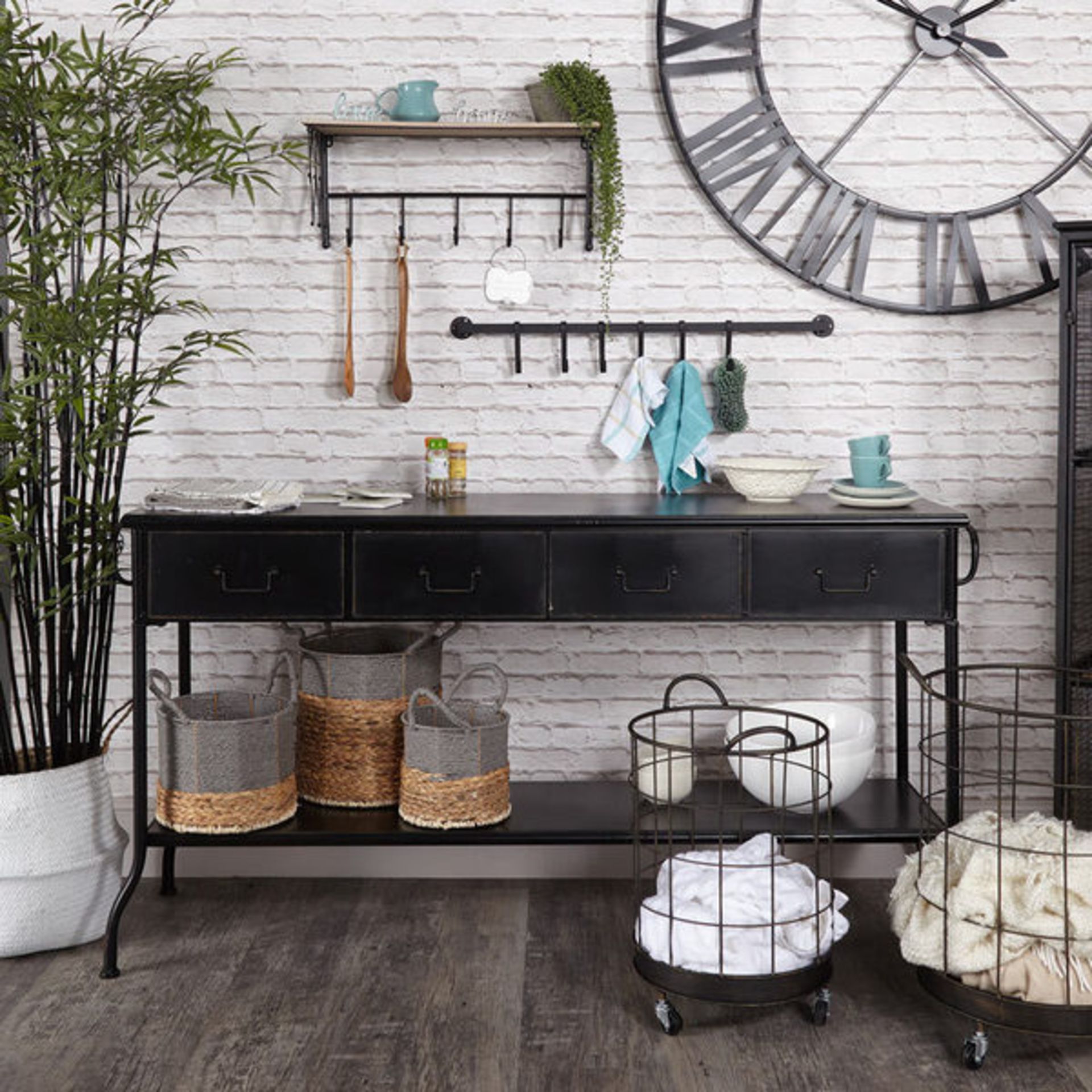 Industrial Iron Console Table - RRP £795.00 (minor marks on top)