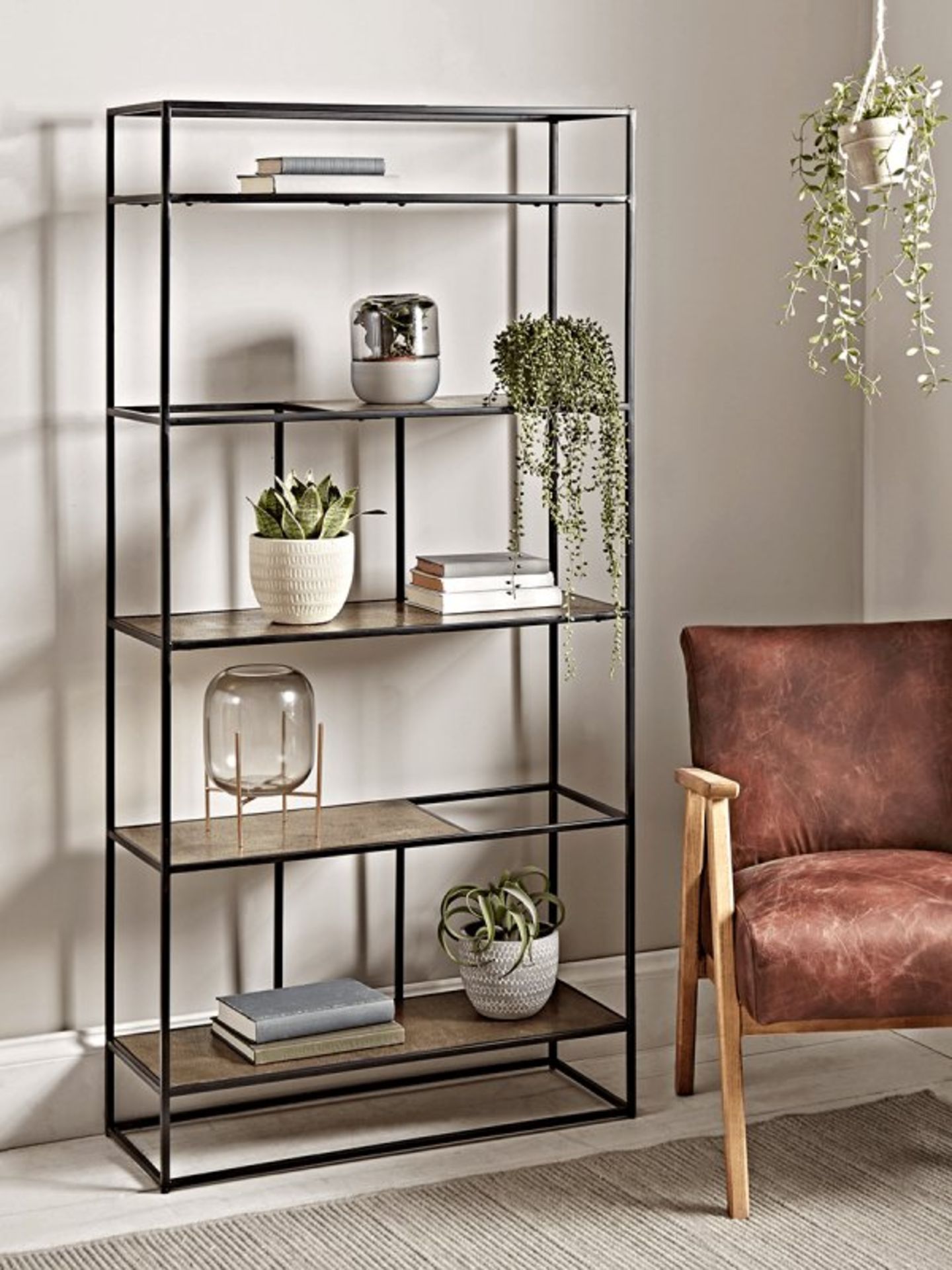 Textured Topped Metal Shelf Unit - Gold RRP £925.00 (one bar slightly bent)