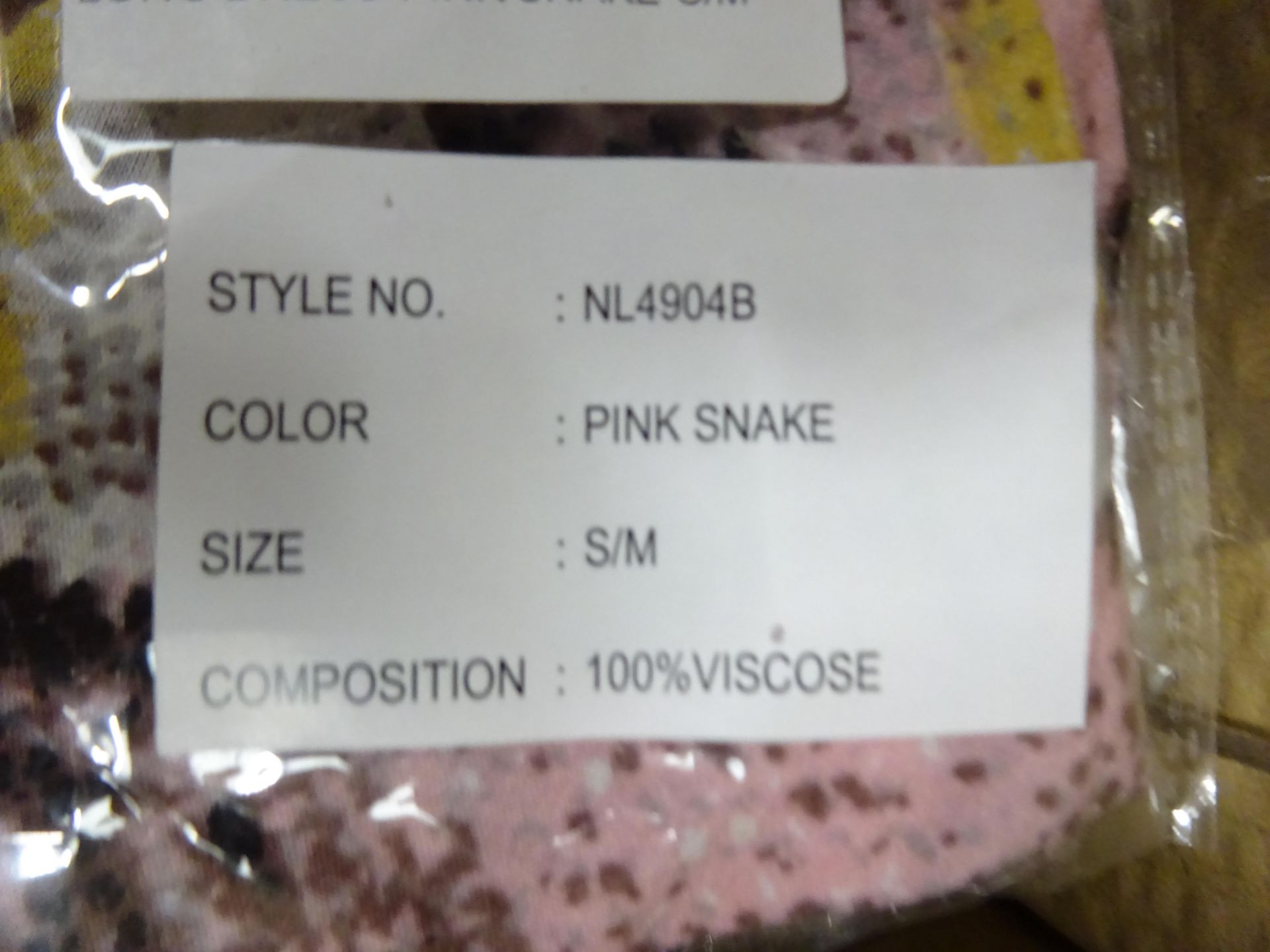 BOX OF 12 NEW DOUBLE V-NECK PINK SNAKE LONG DRESSES (S/M) - Image 2 of 2