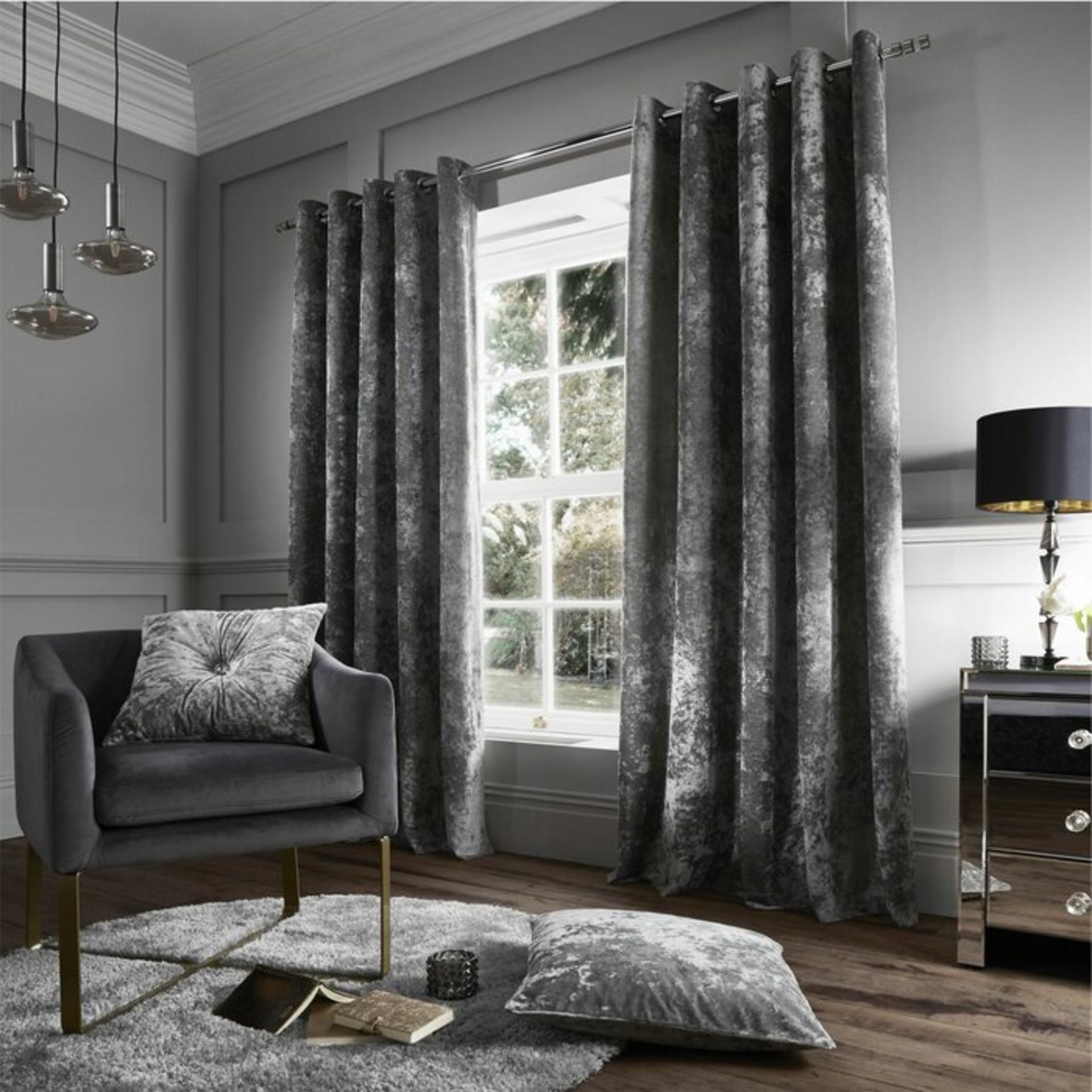 Crushed Velvet Eyelet Curtains- RRP £48.82