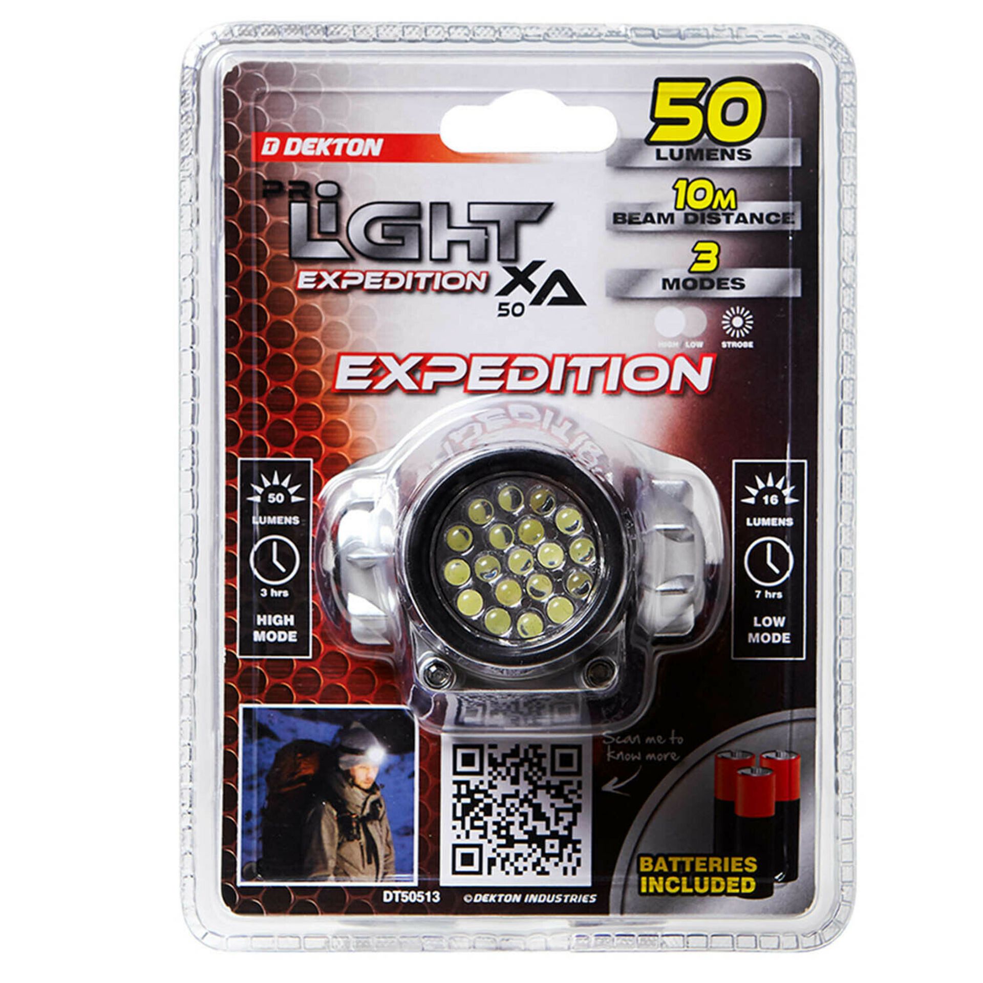 Dekton Pro-Light Xa50 Expedition High Intensity Led Head Torch With Batteries - 50 Lumens