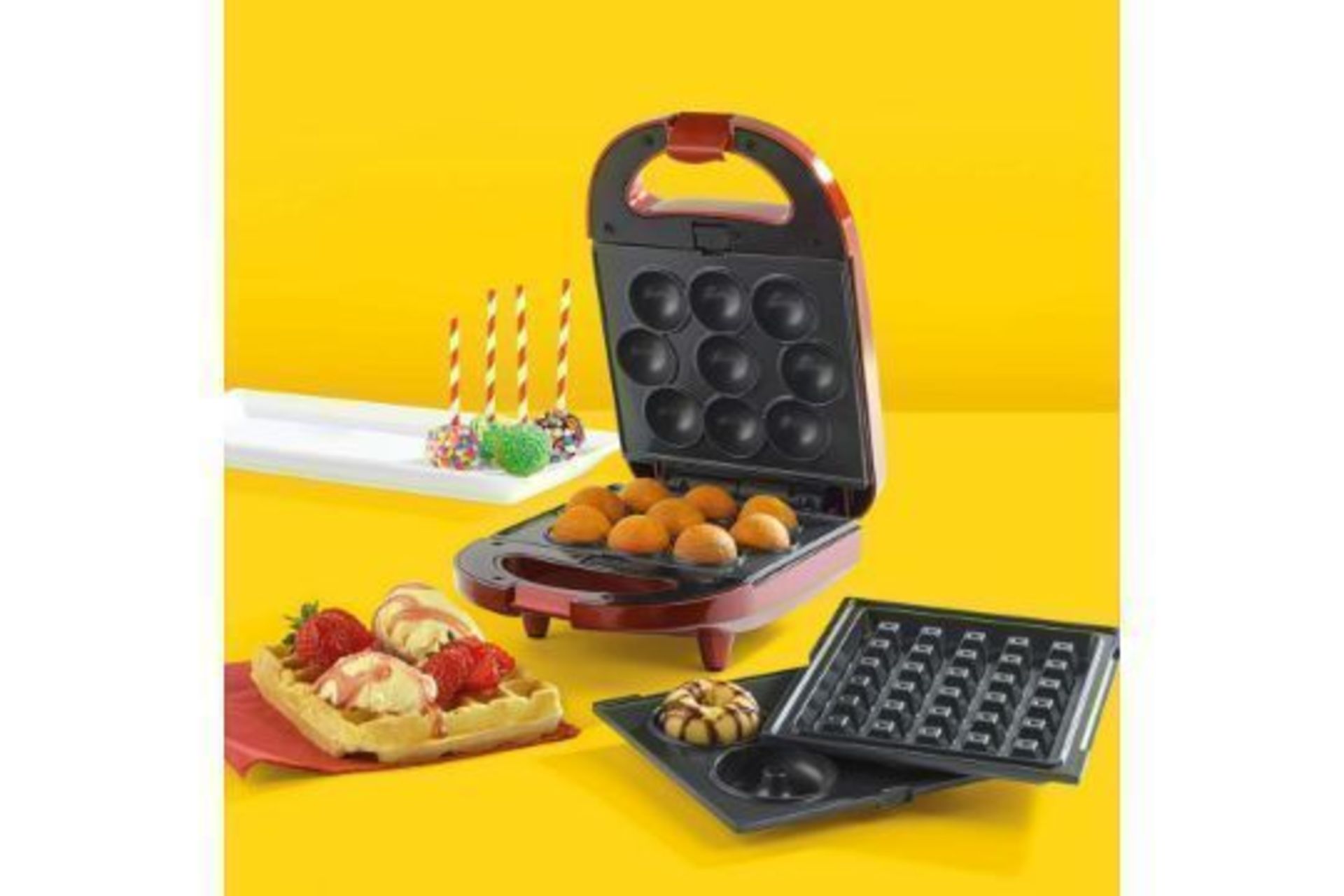 New Giles & Posner 3 in 1 Treat Maker Doughnut Cake Pop & Waffle Maker - RRP £39.99. - Image 3 of 3