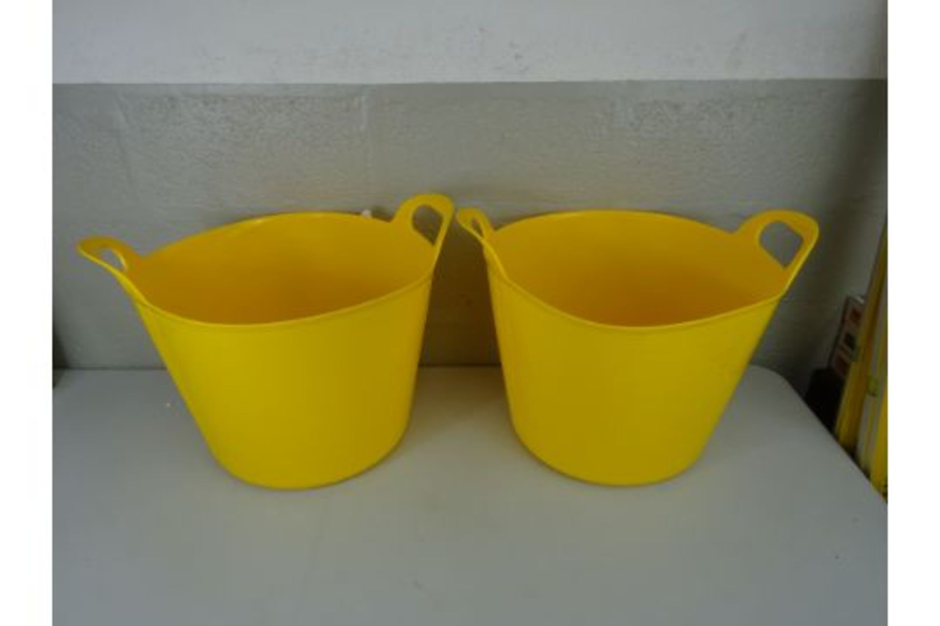 x2 New Yellow Large Plastic Storage Buckets