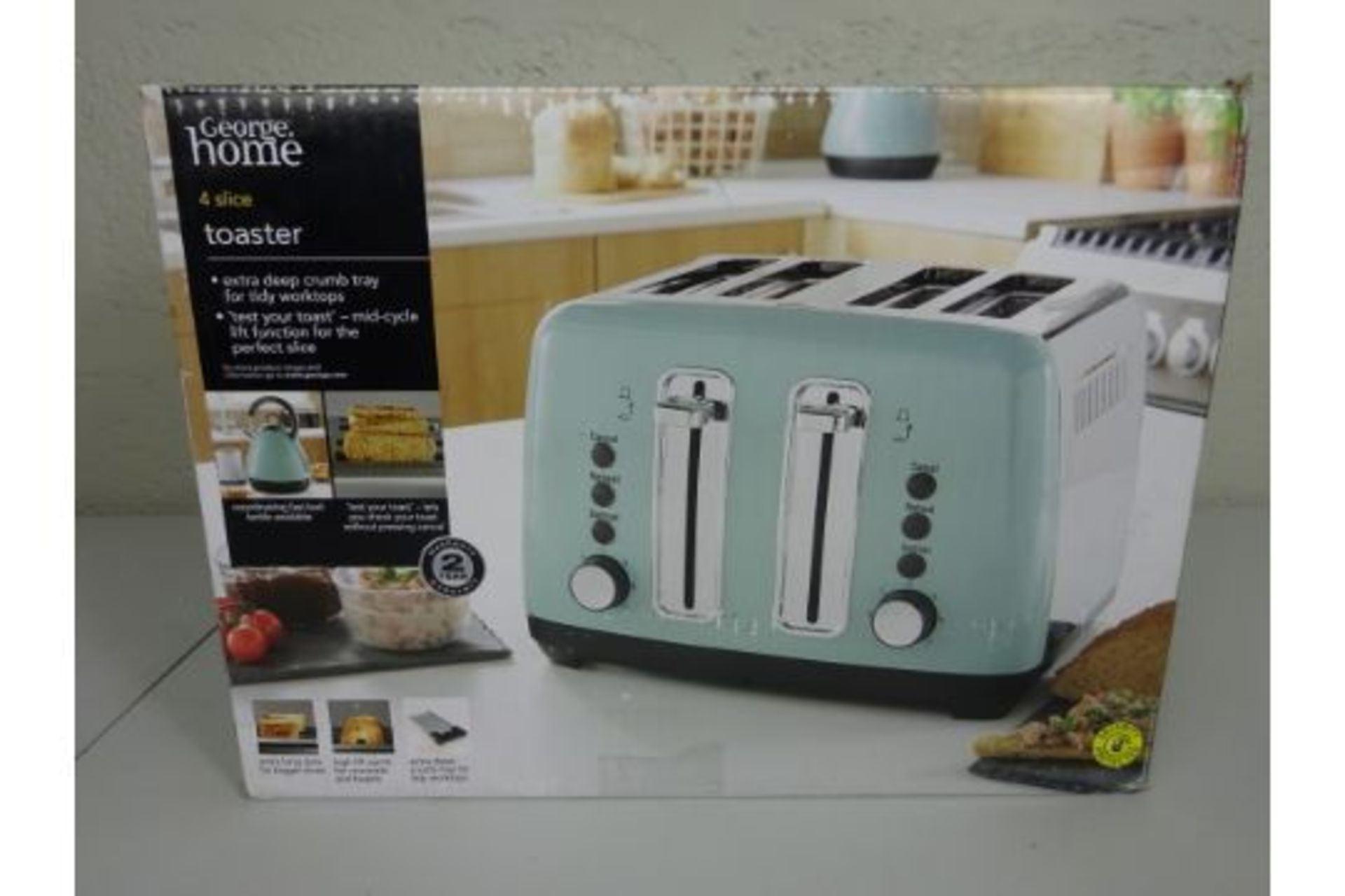 GRADE A George at Home 4 Slice Toaster - Blue