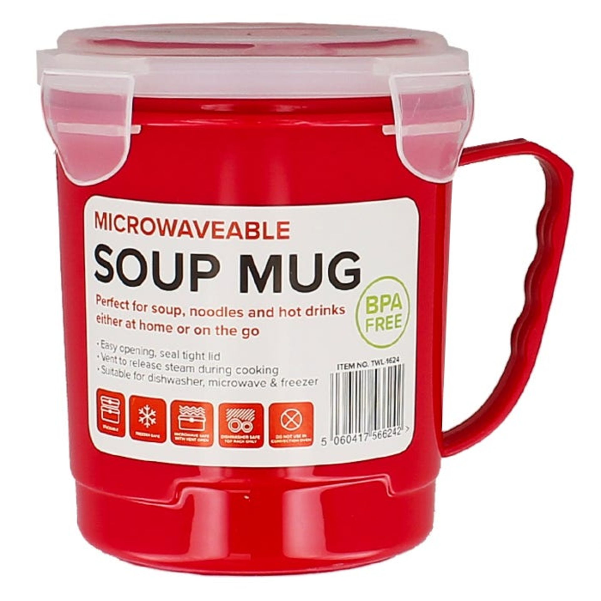 NEW RED MICROWAVEABLE SOUP MUGS