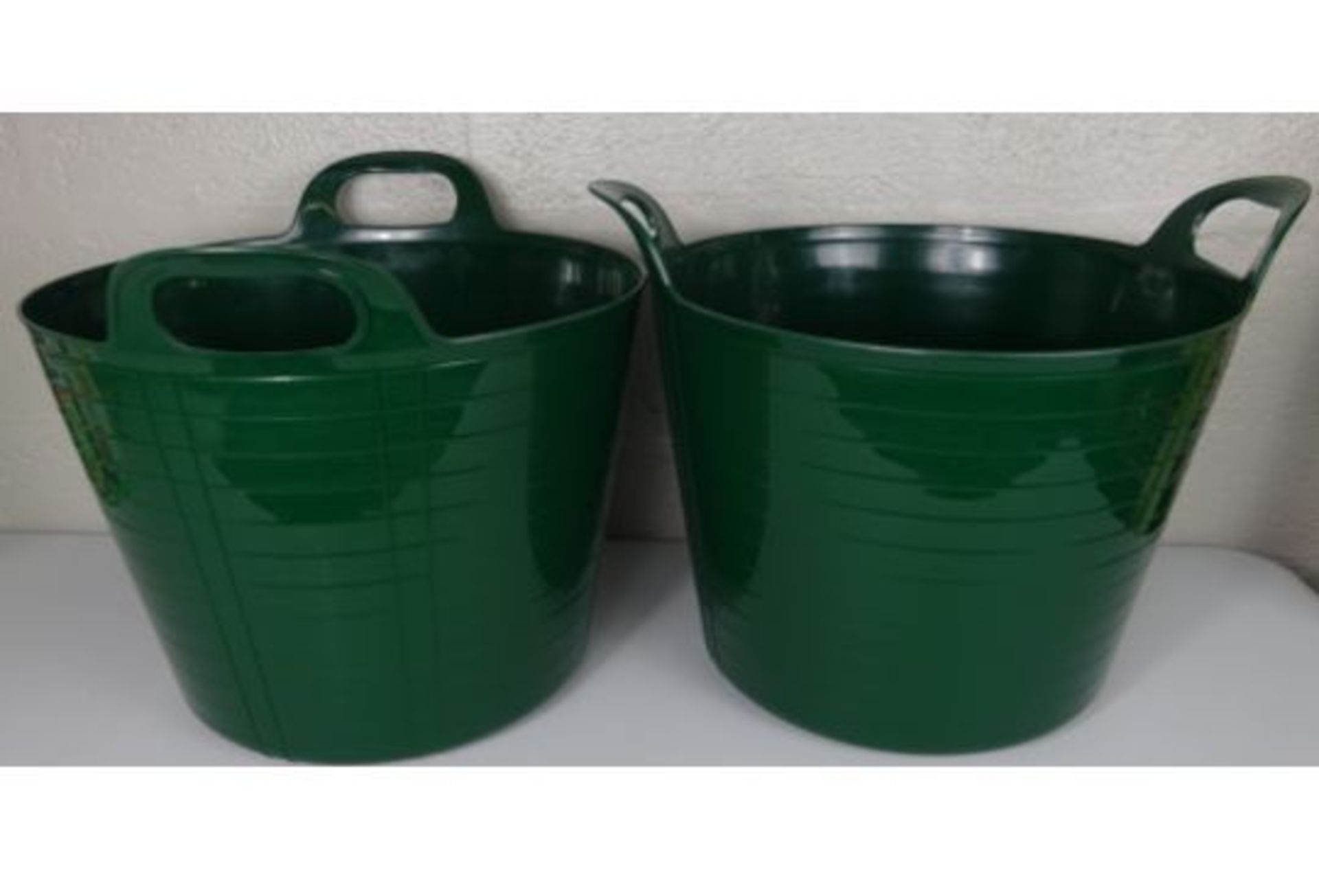 x2 New Green Large Plastic Storage Buckets