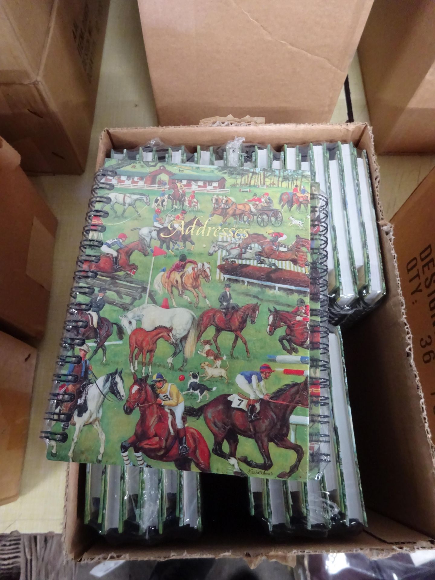 BOX OF 36 HORSE DESIGN ADDRESS BOOKS