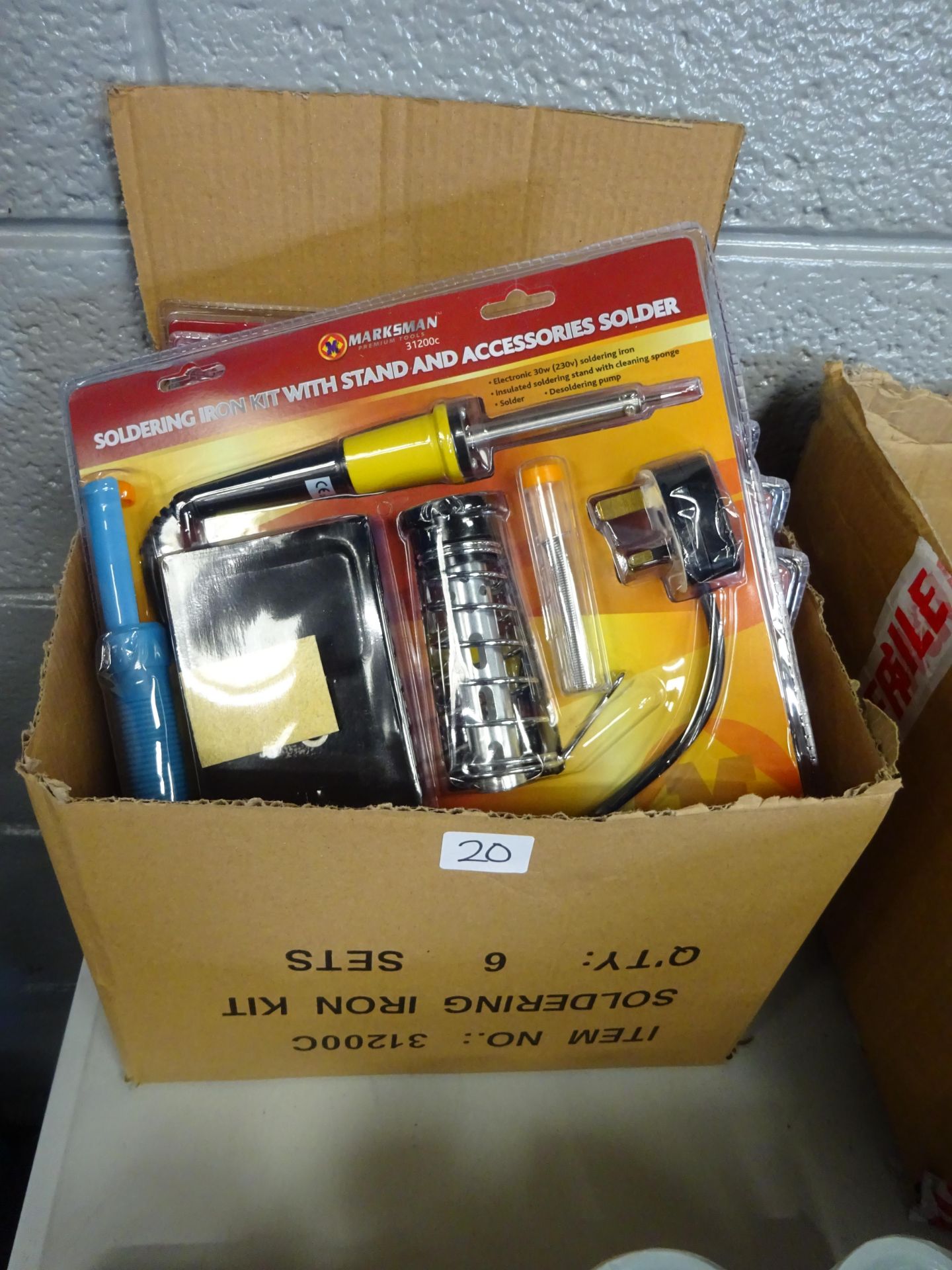 BOX OF 6 SOLDERING IRON KITS WITH STANDS