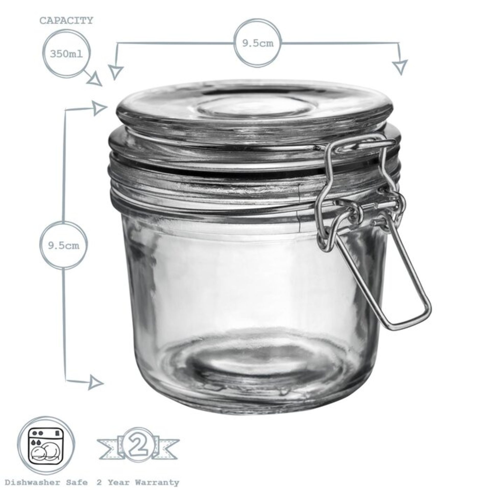 x18 Glass 350ml Storage Jar - RRP £11.99 - Image 2 of 2