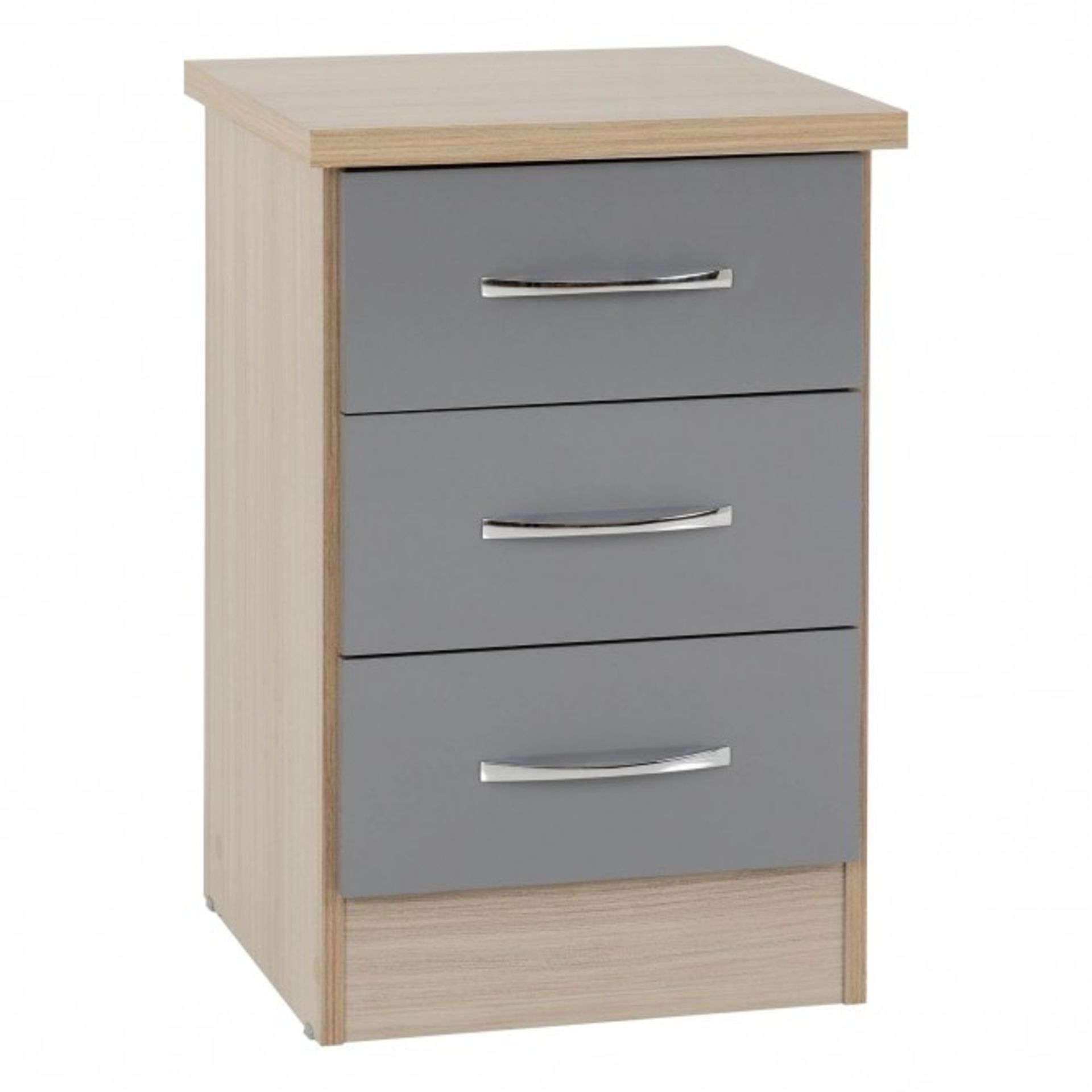 Nevada Grey 3 Drawer Bedside Chest - RRP £120.99