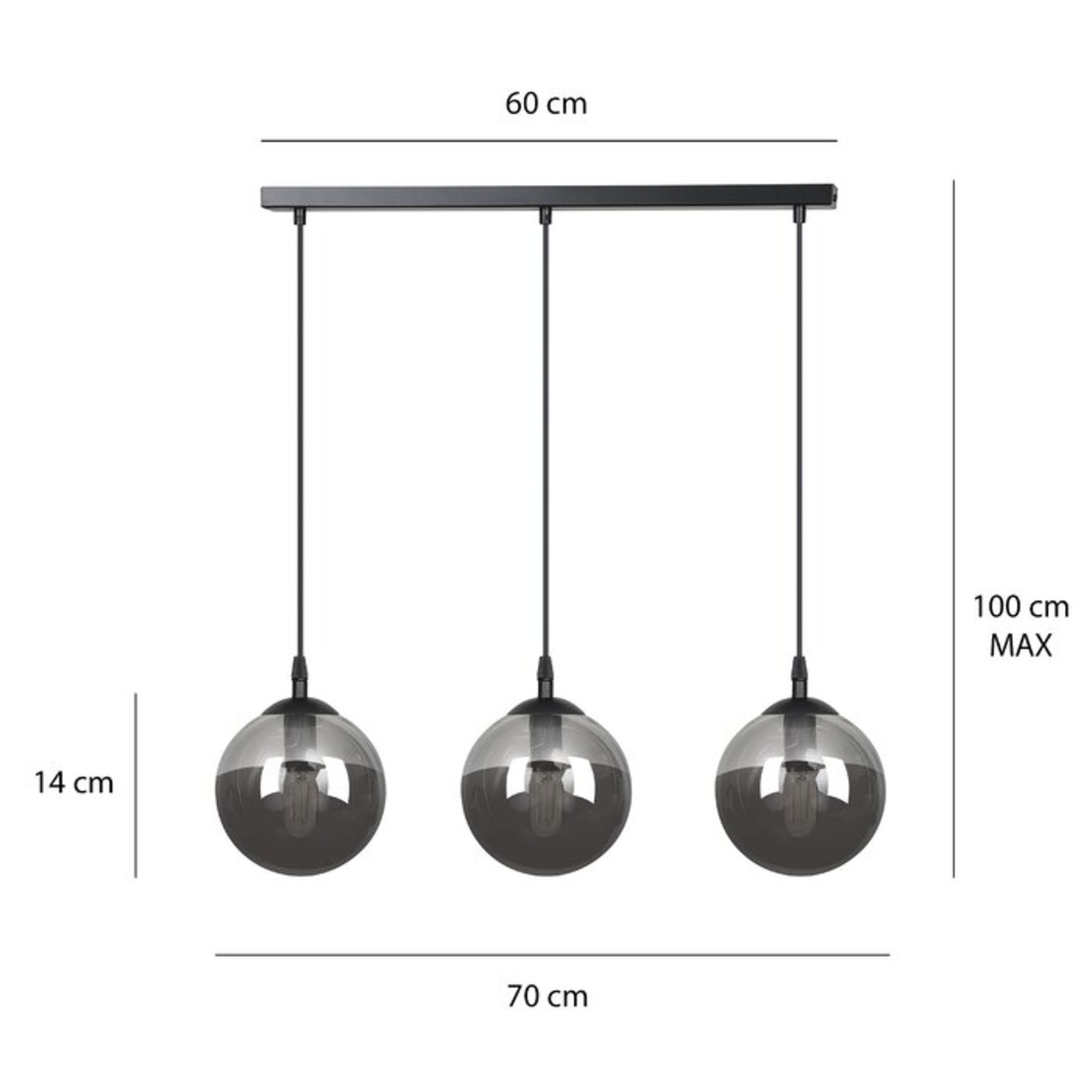 Harley 3 - Light Globe Pendant - RRP £124.99 - Image 3 of 3