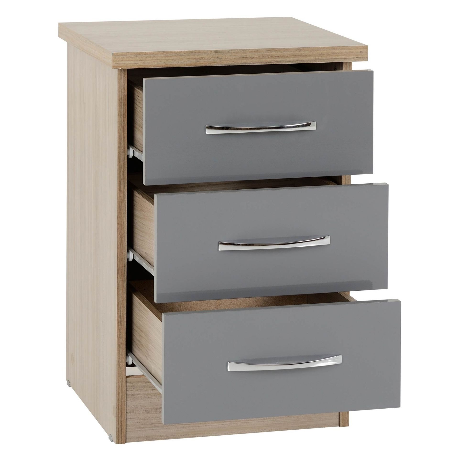 Nevada Grey 3 Drawer Bedside Chest - RRP £120.99 - Image 2 of 2