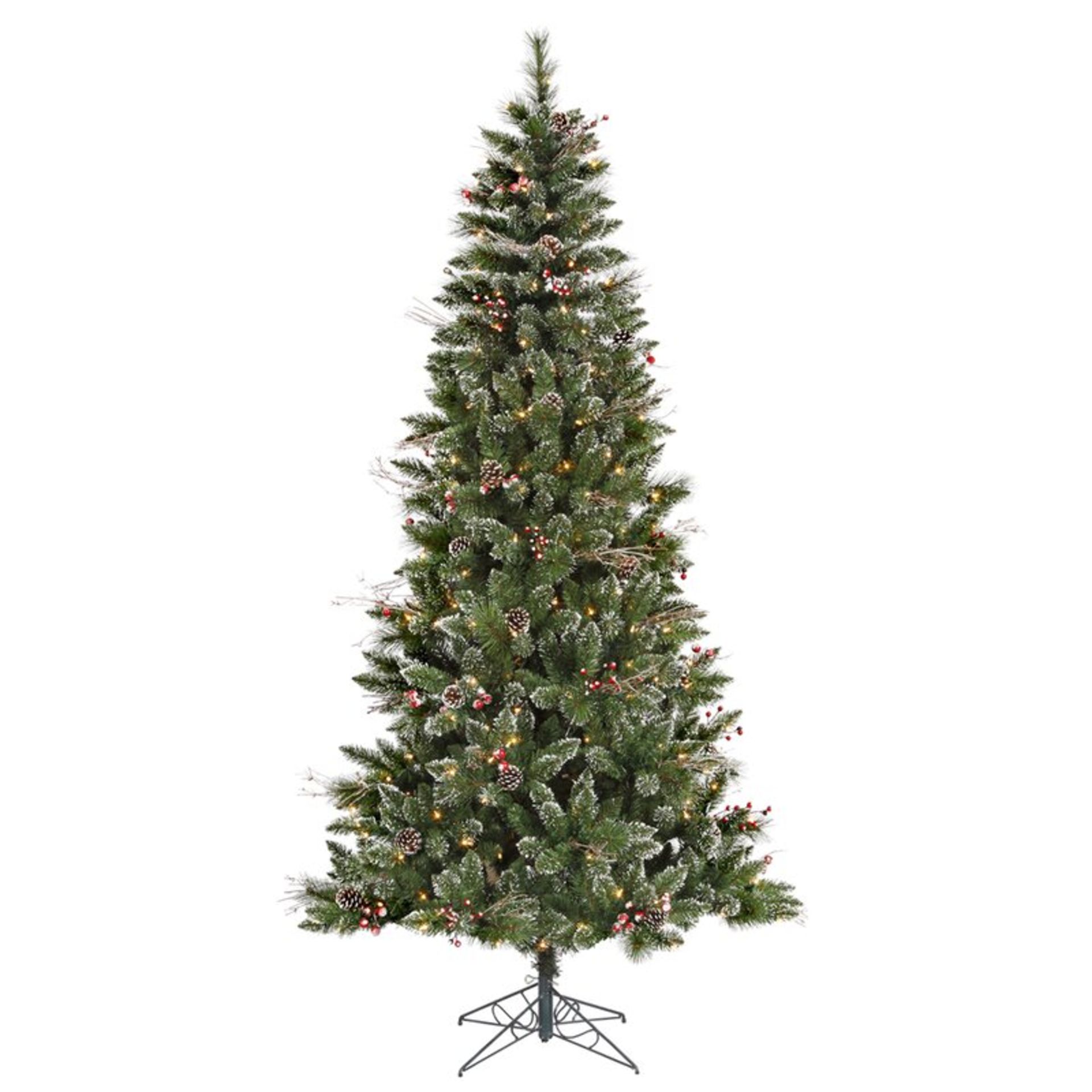 Snow Tipped Berry Tree with Berries 4.5ft Green Pine Artificial Christmas Tree - RRP £145