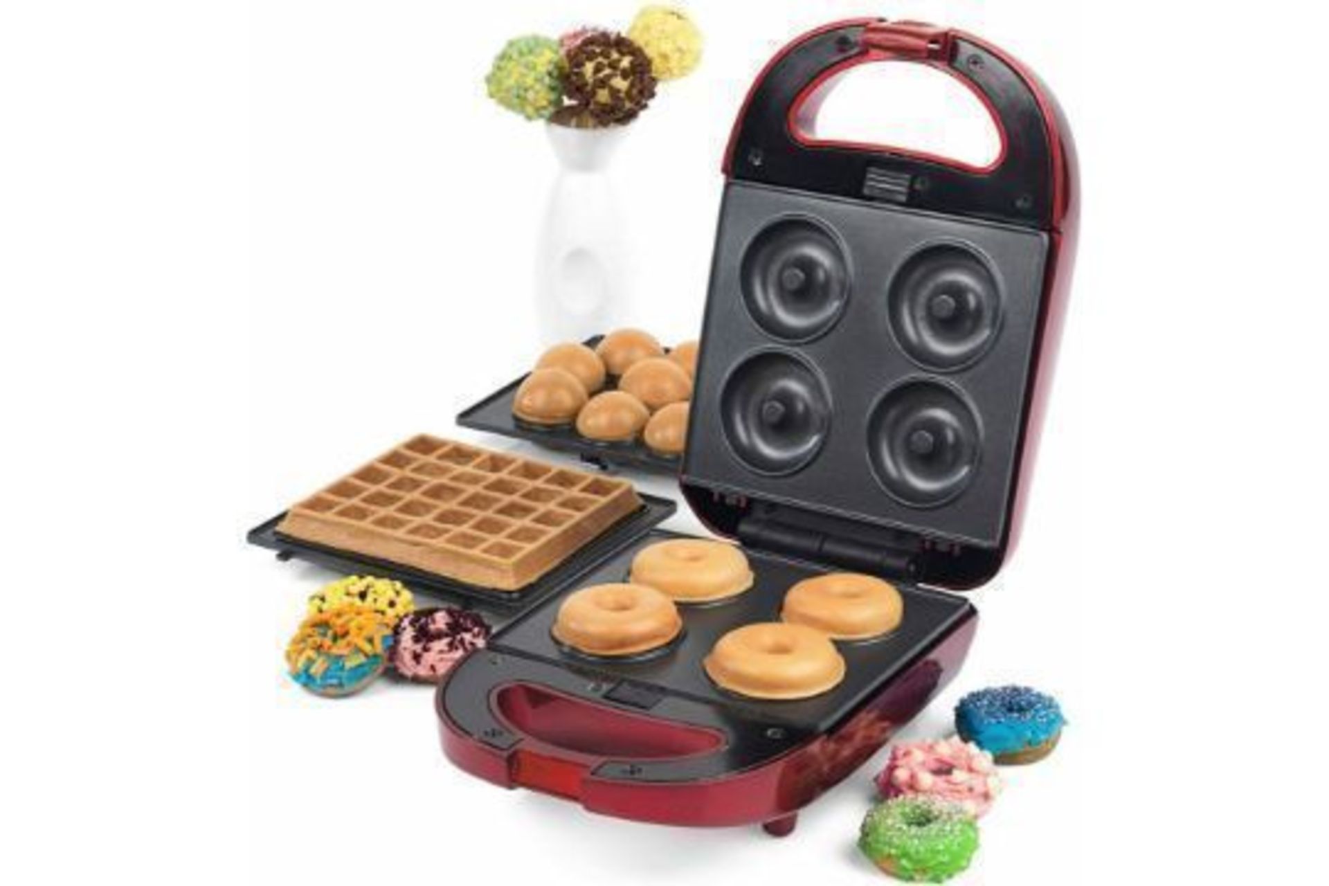 New Giles & Posner 3 in 1 Treat Maker Doughnut Cake Pop & Waffle Maker - RRP £39.99.