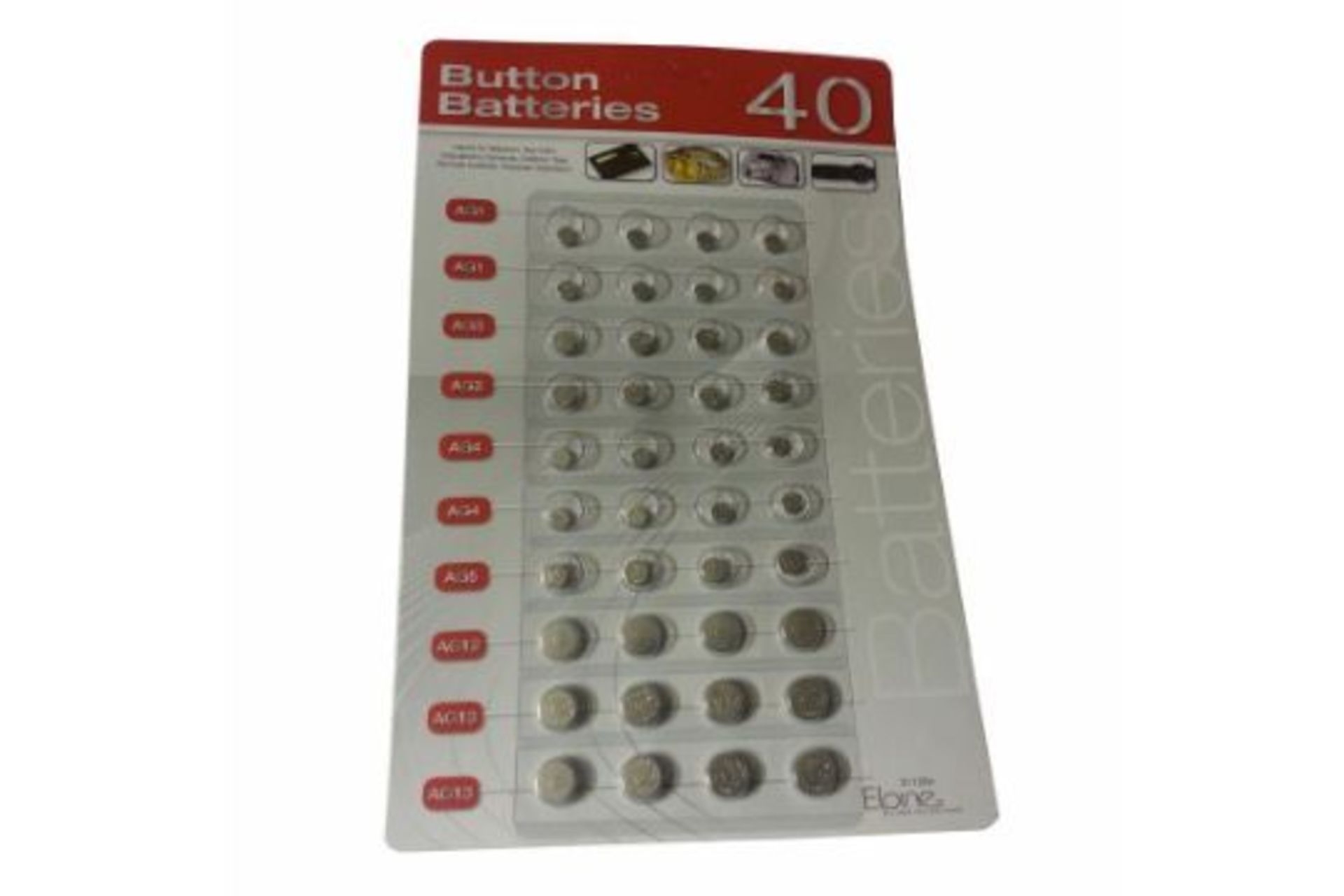 X2 PACKS OF 40 BUTTON BATTERIES, VARIOUS SIZES