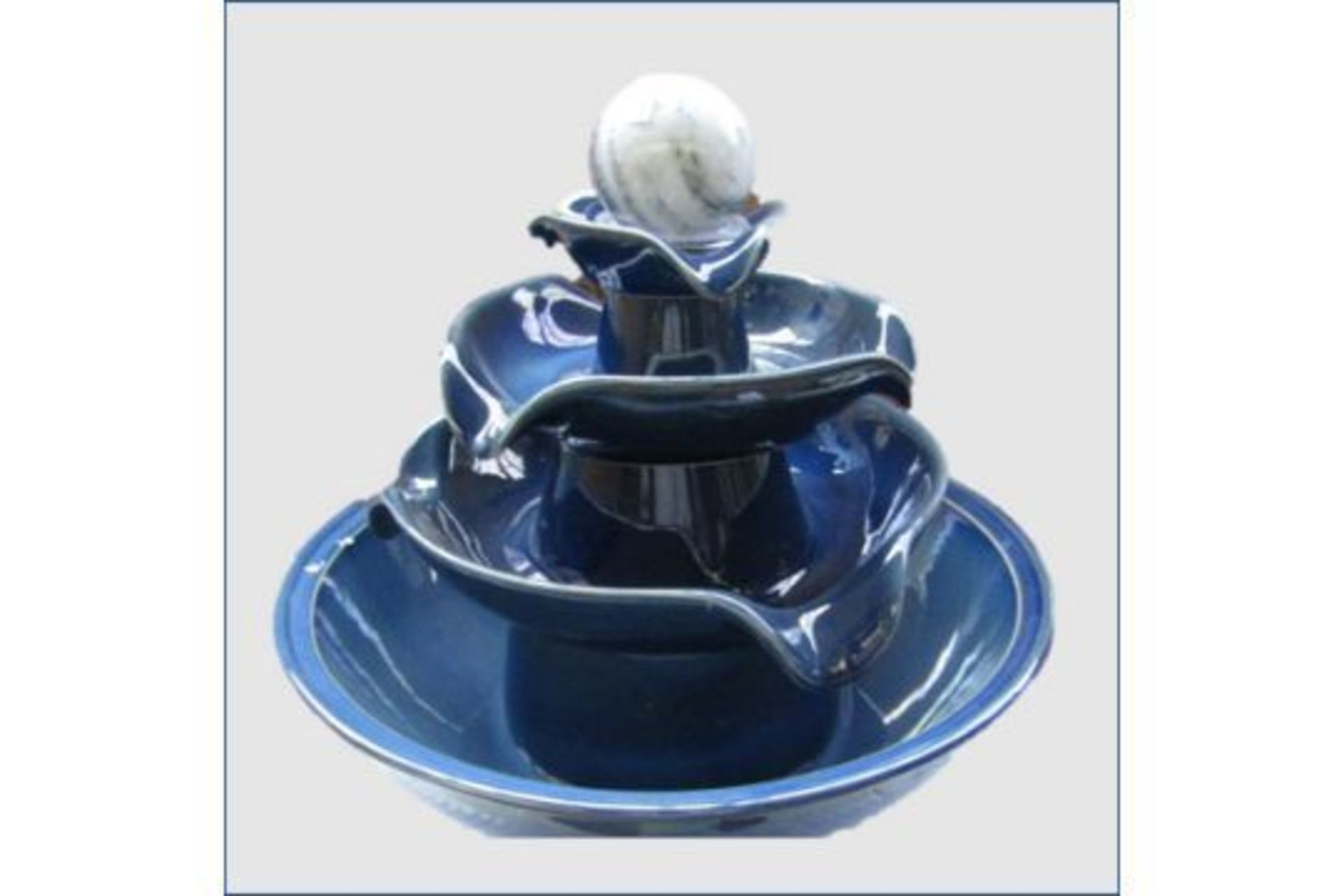 New 3 Tier Electric Blue Ceramic Water Fountain - RRP £39.99.