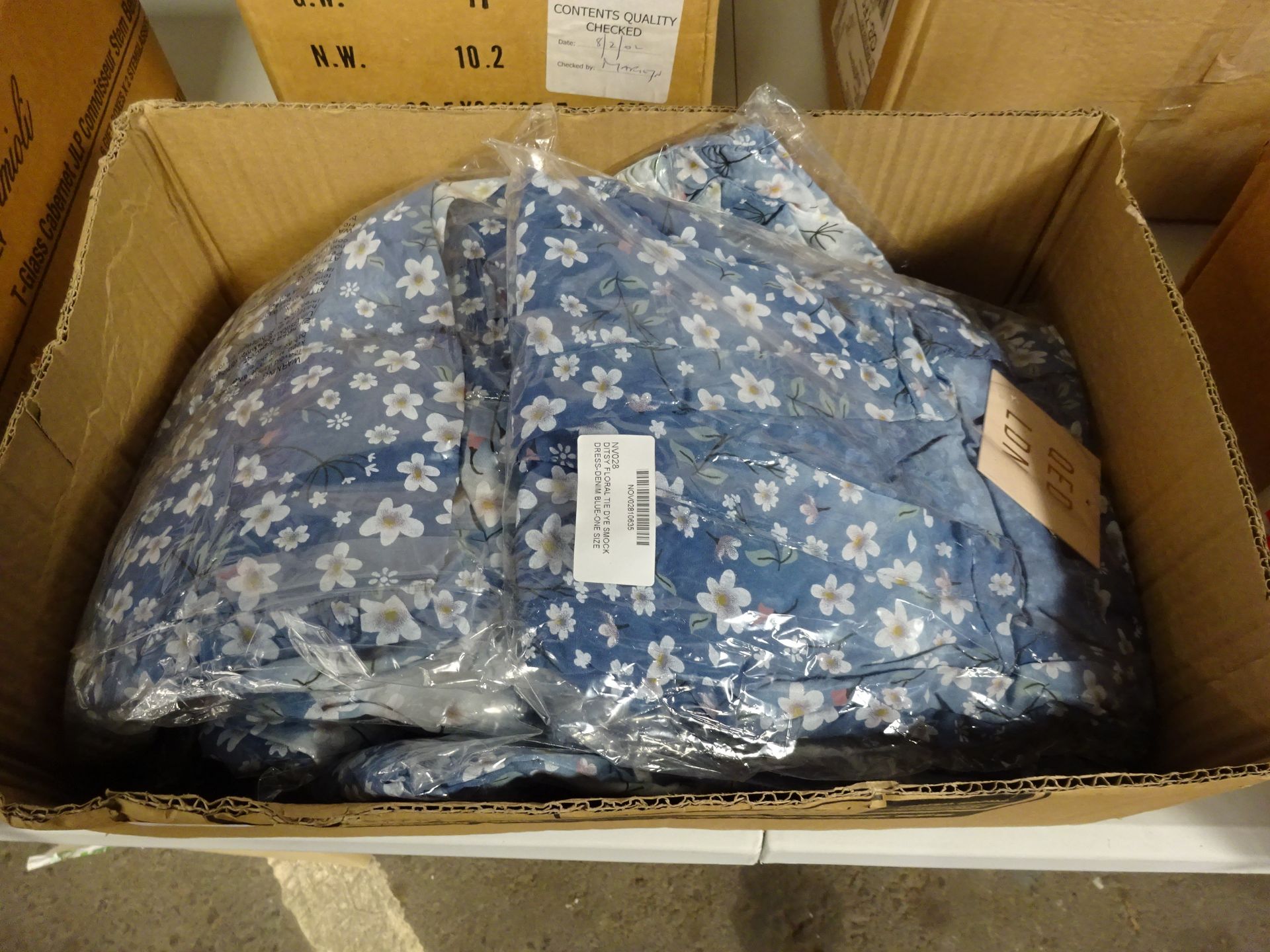 BOX 10 DITSEY FLORAL TYE DYE SMOCKS - BLUE