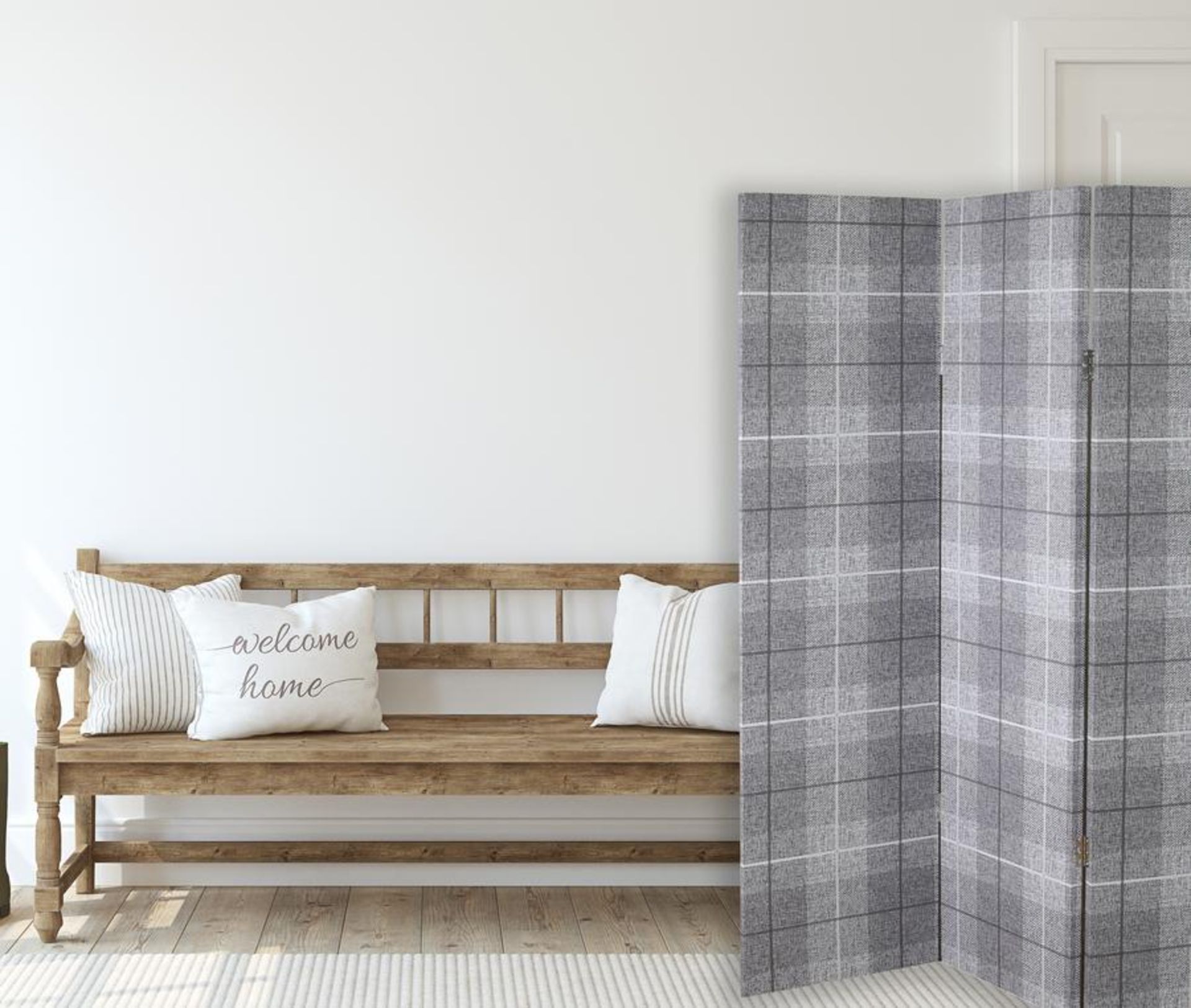 Arthouse Room Divider Country Check Charcoal Screen - £85.99
