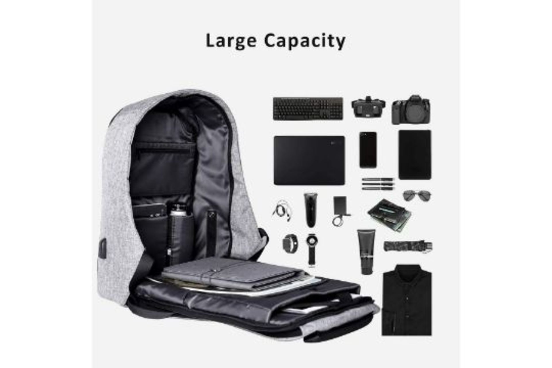 Anti-Theft Laptop Backpack Business Work Travel Rucksack With USB Charging - Image 2 of 2