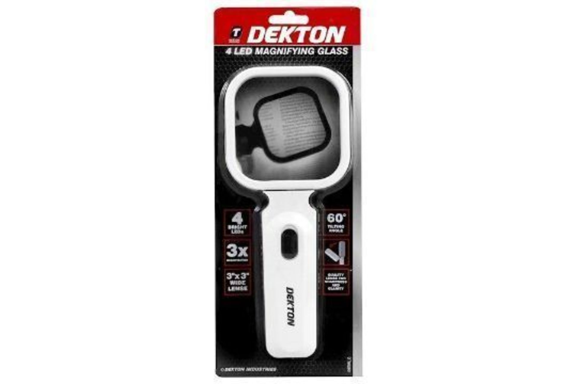 Dekton 4 Led Magnifying Glass 3" x 3" Wide Lens With 3 X Magnification