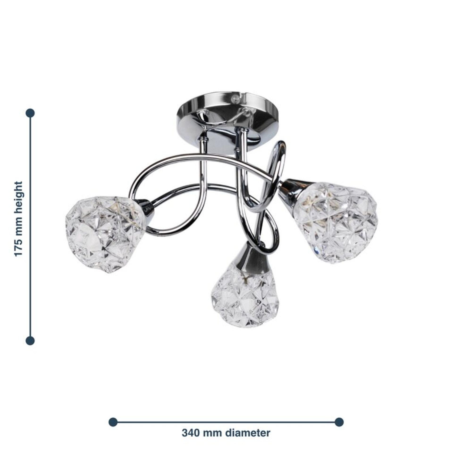 Chrome 3 Light Semi Flush Mount - RRP £33.99. - Image 2 of 2