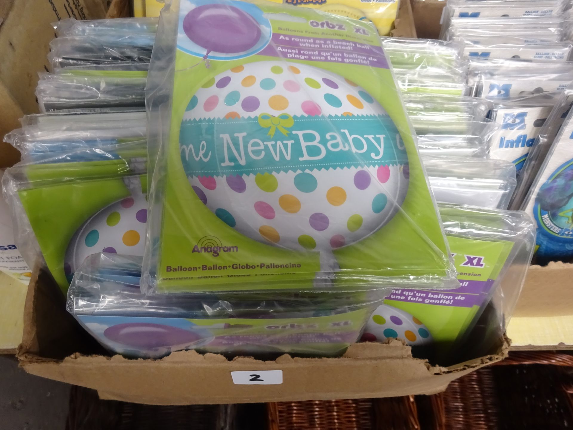 BOX OF APPROX 100 NEW BABY BALLOONS