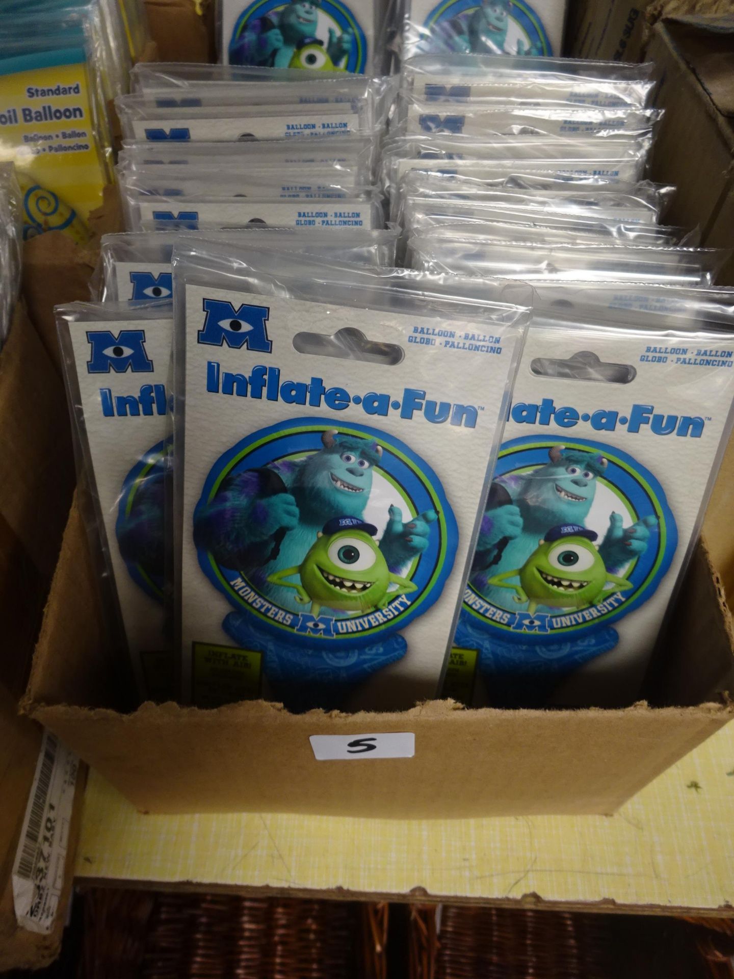 BOX OF APPROX 100 DISNEY MONSTER UNIVERSITY BALLOONS