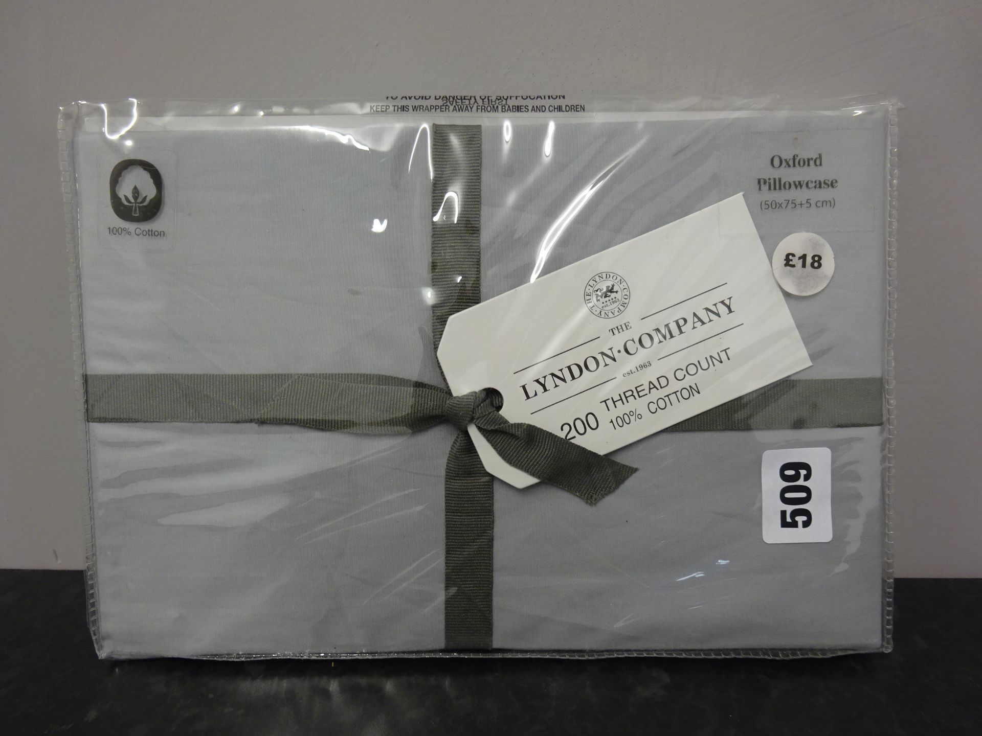 Grey Cotton Standard Pillow Case Pair - RRP £20.