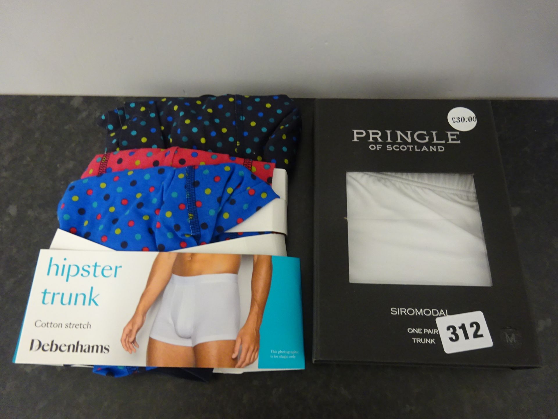 Principle Trunks - £30 & 3 Pairs of Spotted Boxers