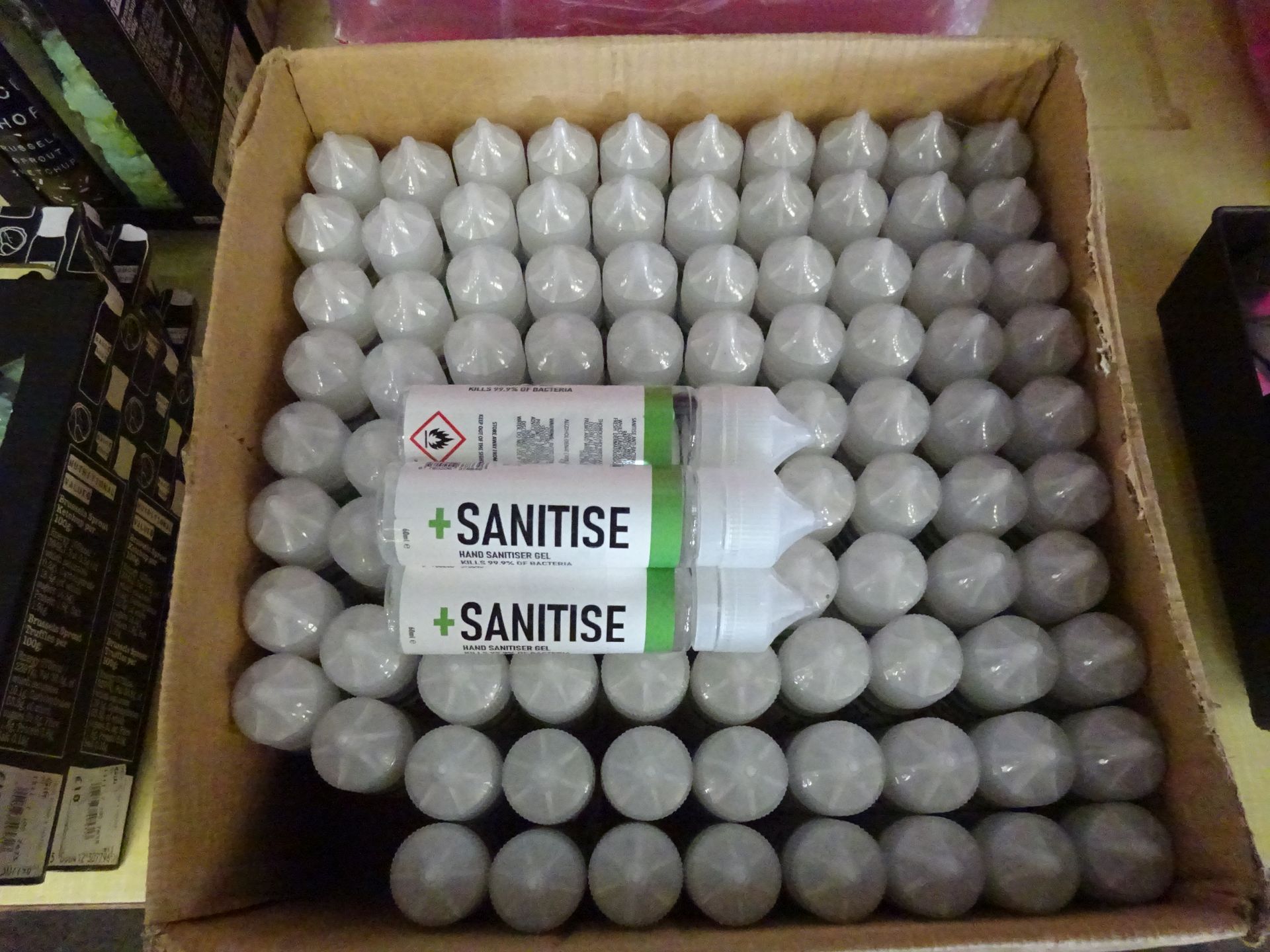 BOX OF APPROX 100 BOTTLES OF HAND SANITIZER