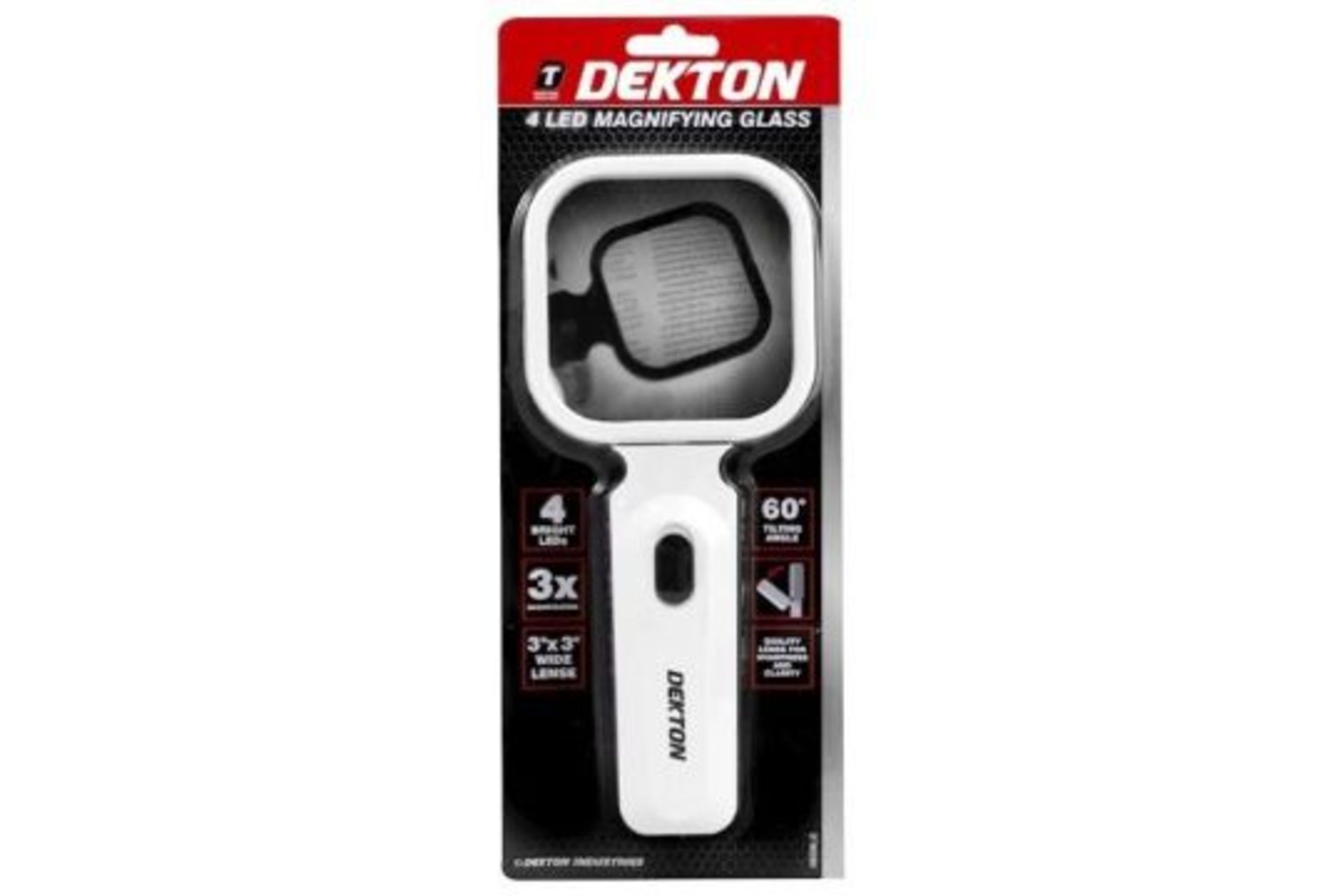 Dekton 4 Led Magnifying Glass 3" x 3" Wide Lens With 3 X Magnification