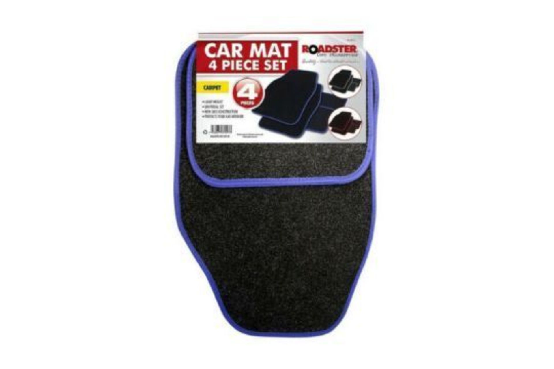 Roadster Blue 4pc Carpet Car Mat Set