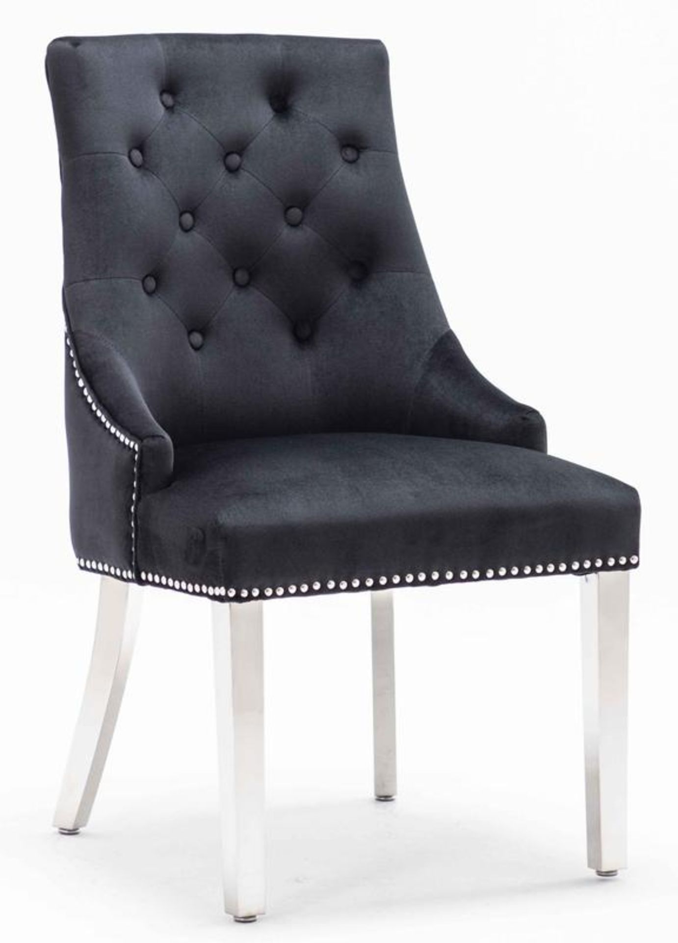 Knightsbridge Velvet Knocker Back Dining Chair With Chrome Legs