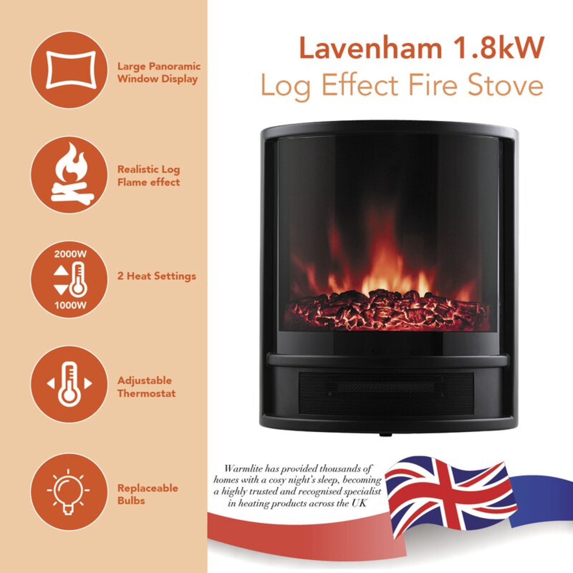 Lavenham Log Effect Electric Stove - RRP £98.59