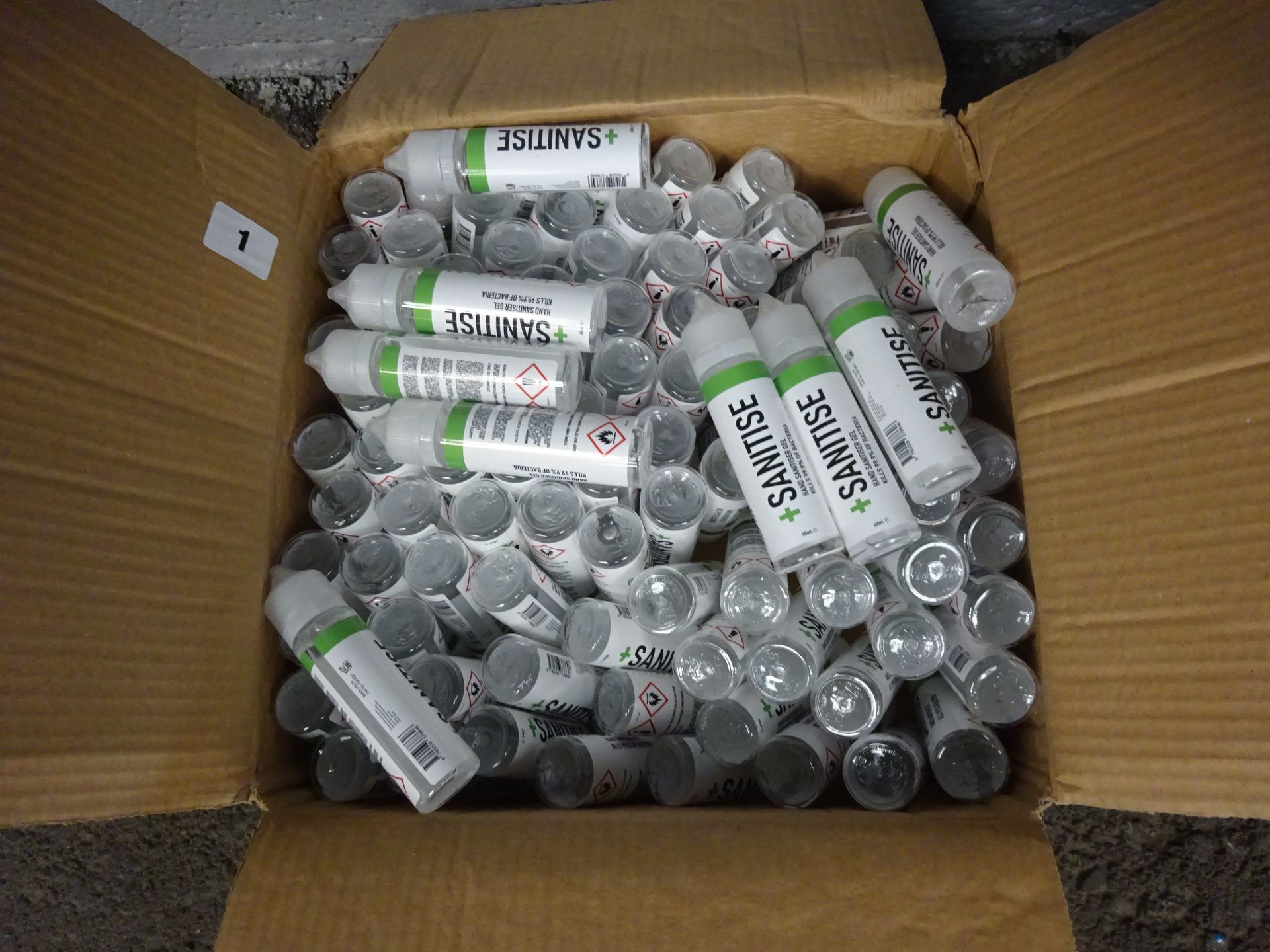 BOX OF APPROX 100 BOTTLES OF HAND SANITISER