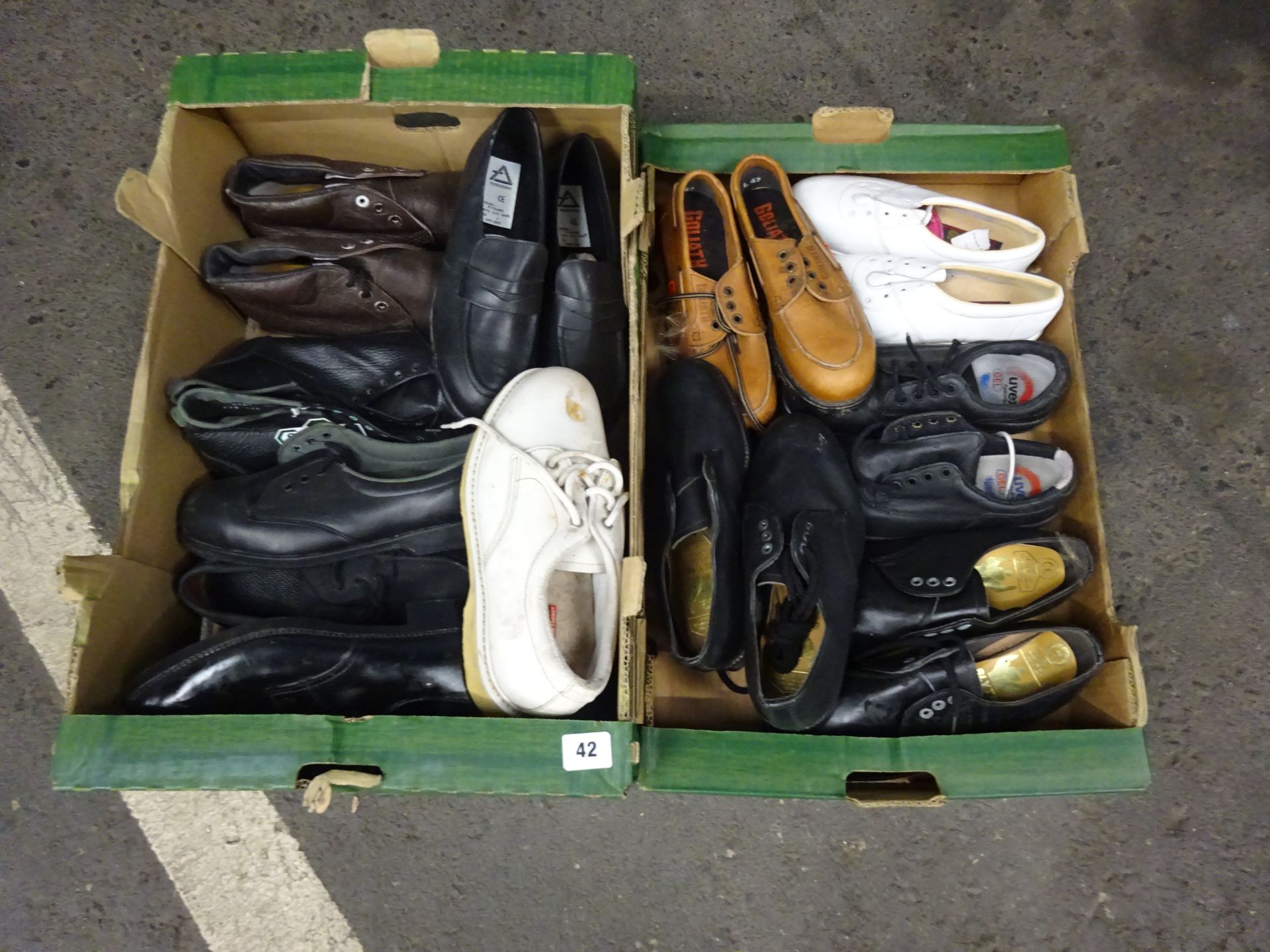 X2 BOXES OF WORK SHOES VARIOUS DESIGNS & SIZES