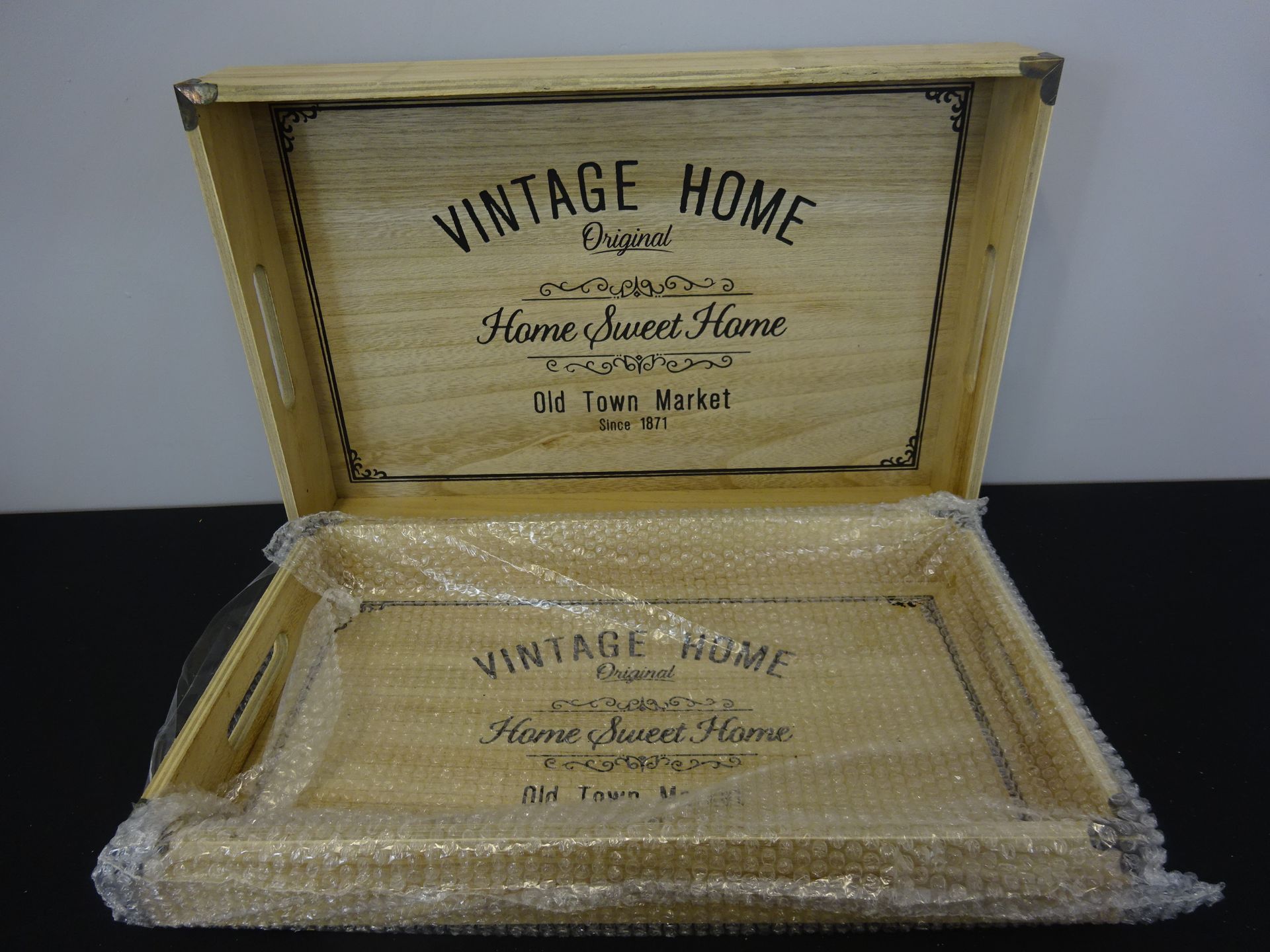 x2 Vintage Home Wooden Trays