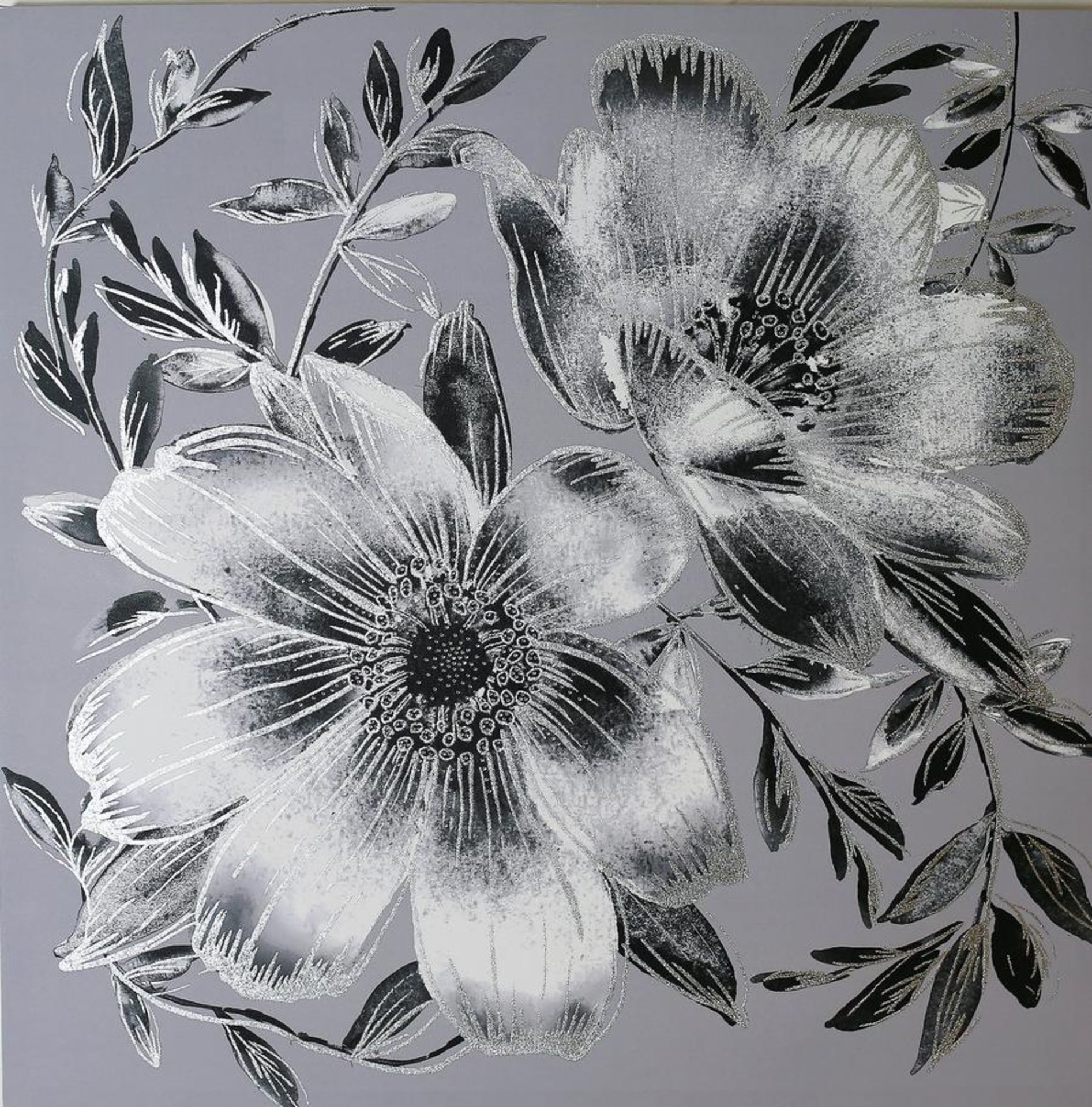 Arthouse Grey Flower Diamante Canvas - RRP £25. - Image 2 of 2