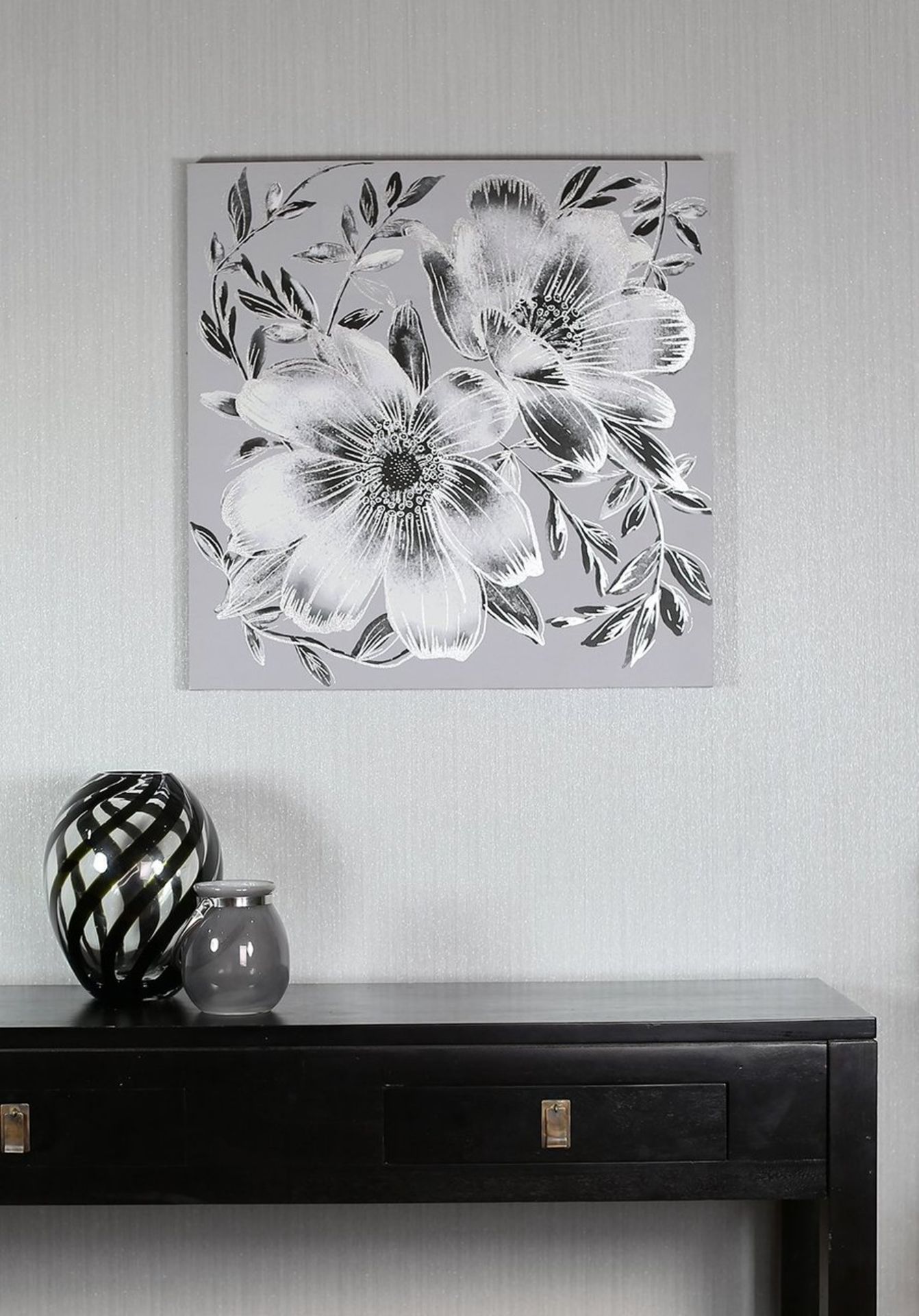 Arthouse Grey Flower Diamante Canvas - RRP £25.