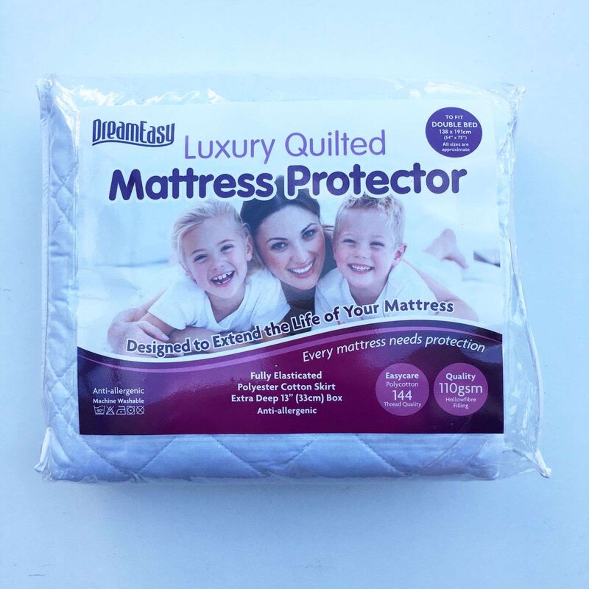3ft Single Luxury Quilted Hypoallergenic Mattress Protector - RRP £14.99 - Image 2 of 2