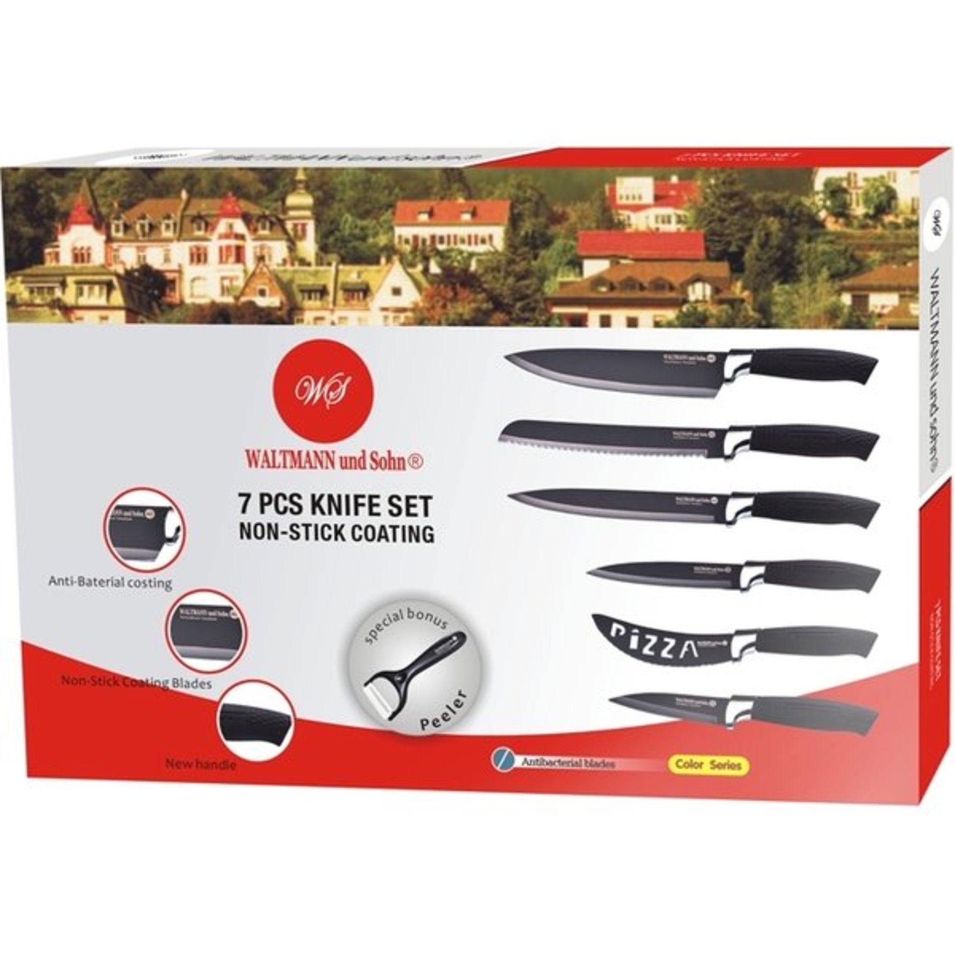 7pc Knife Set in Colour Box (Black) NON STICK COATING - RRP £49.99.