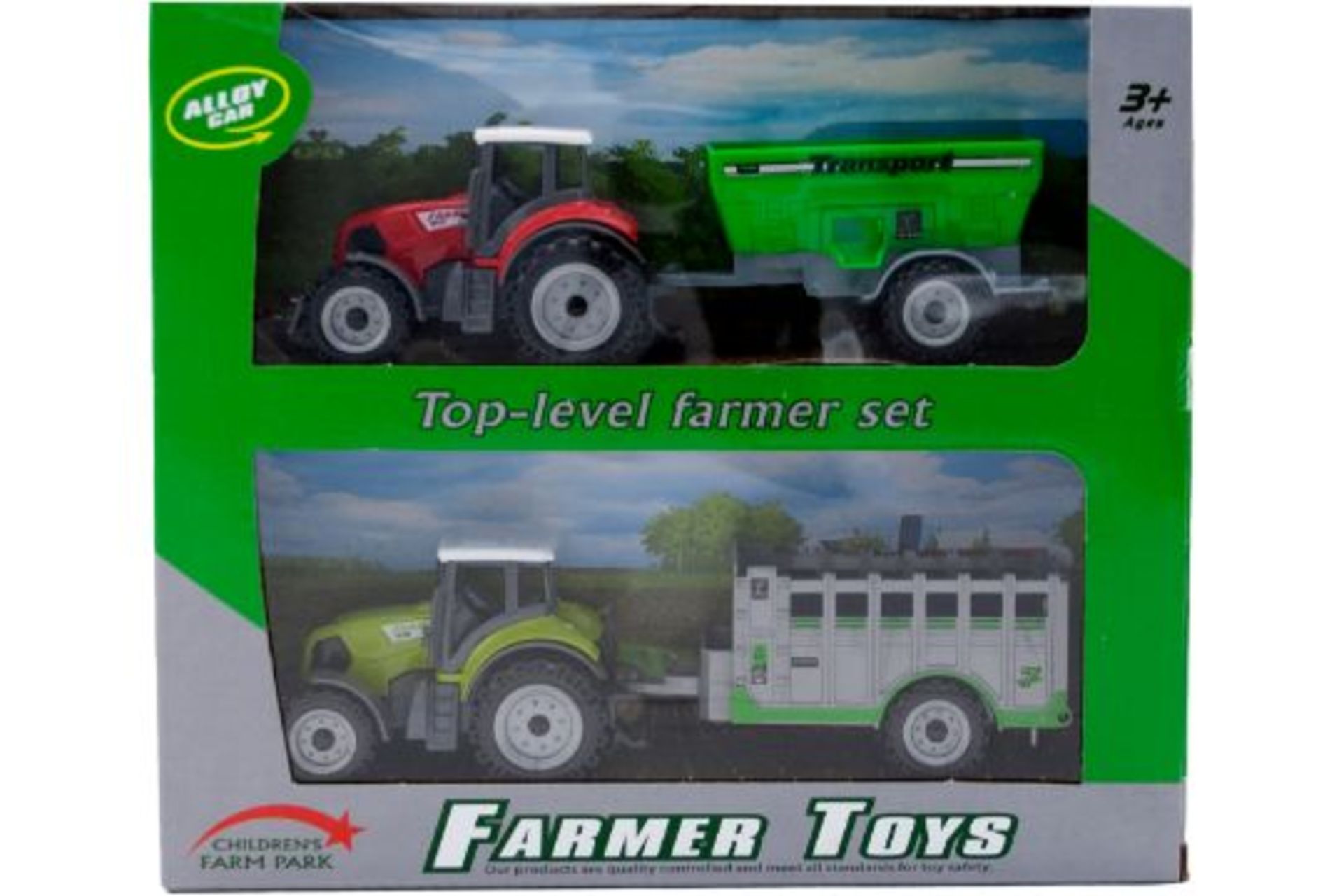 Red & Green Tractor & Trailer Farming Set