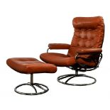 Leather Reclining Lounge Chair and Ottoman