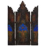 Repousse Enamel and Copper Triptych