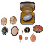 14k, 12k and 10k Yellow Gold and Sterling Silver Cameo Jewelry Assortment