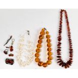 Sterling Silver and Amber / Pearl Jewelry Assortment