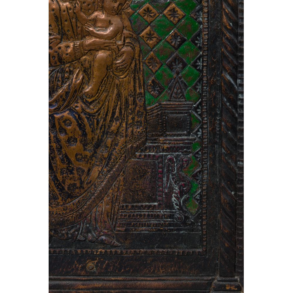 Repousse Enamel and Copper Triptych - Image 4 of 5