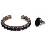 Orville Tsinnie Sterling Silver and Onyx Cuff Bracelet and Ring